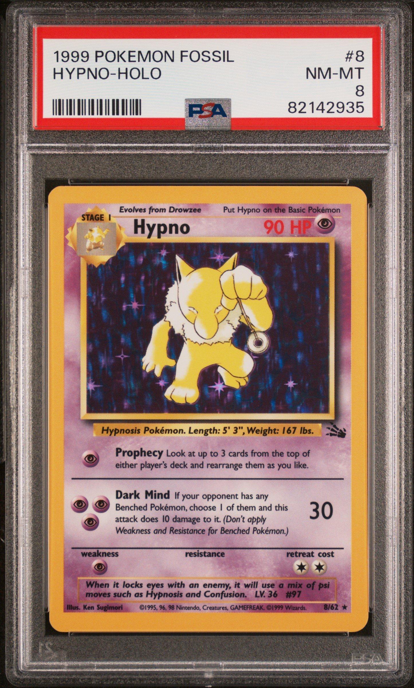 1999 Pokemon Fossil 8 Hypno PSA Near Mint 8