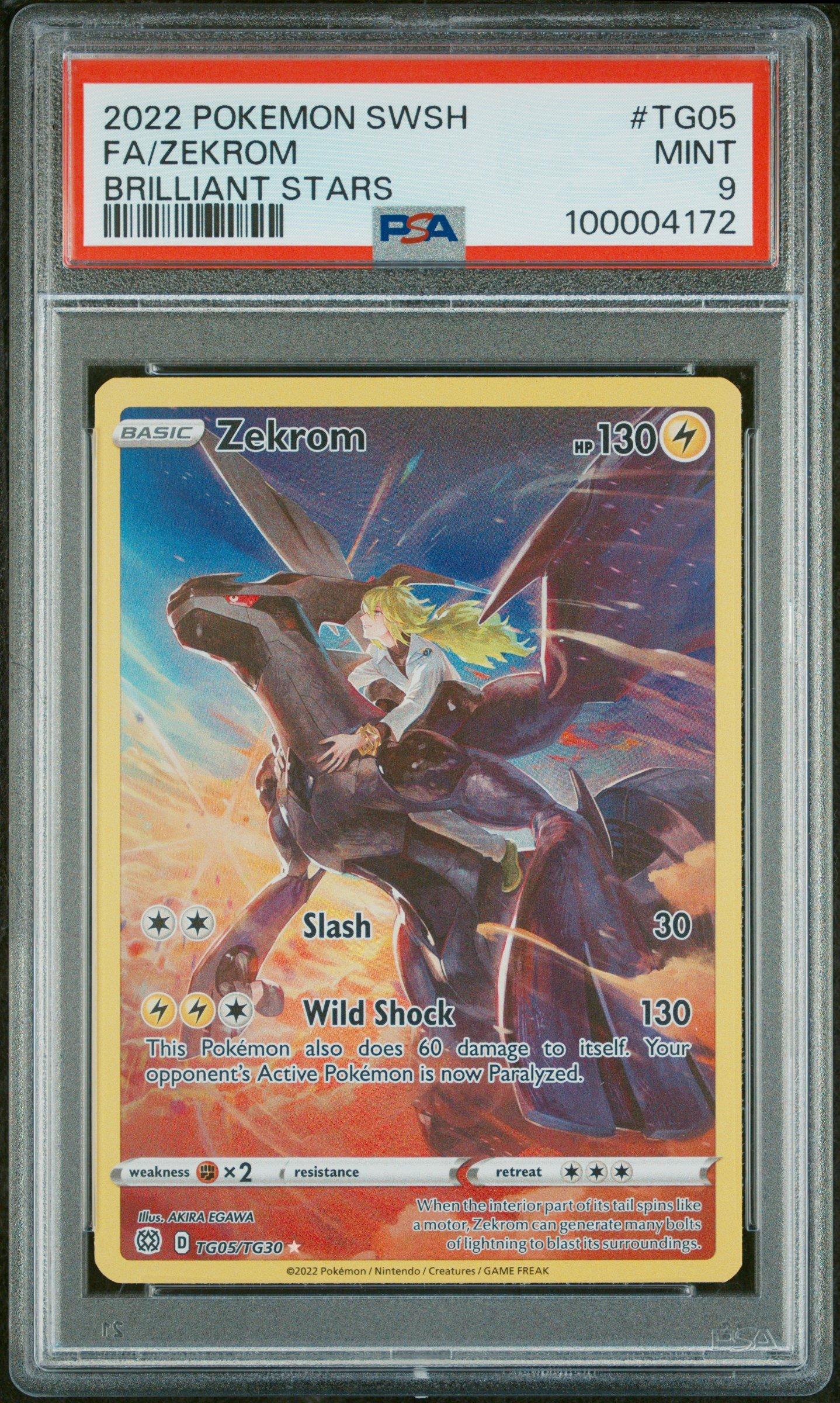 2022 Pokemon Sword & Shield Brilliant Stars Tg05 Full Art/zekrom PSA