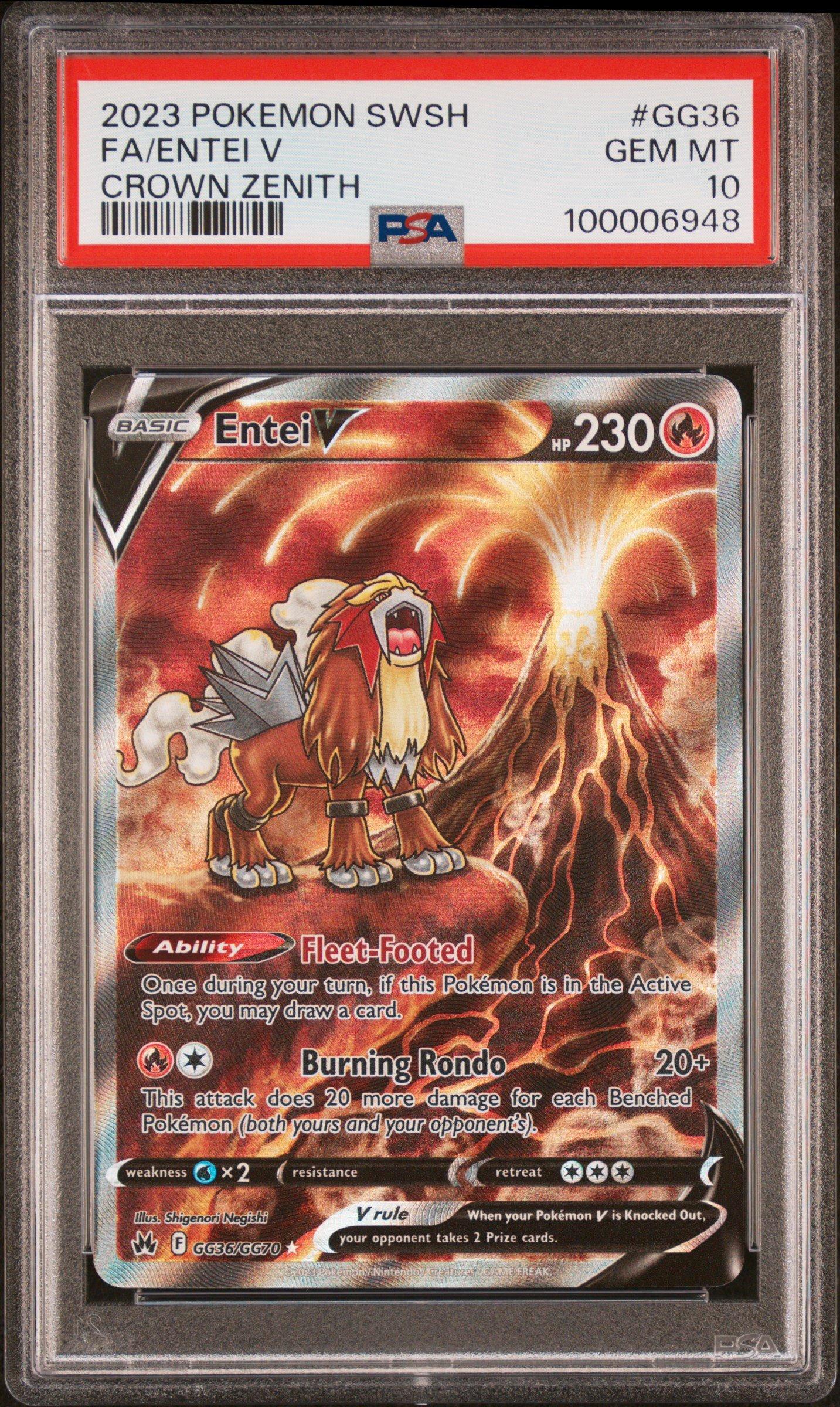 2023 Pokemon Sword And Shield Crown Zenith Gg36 Full Art/entei V PSA