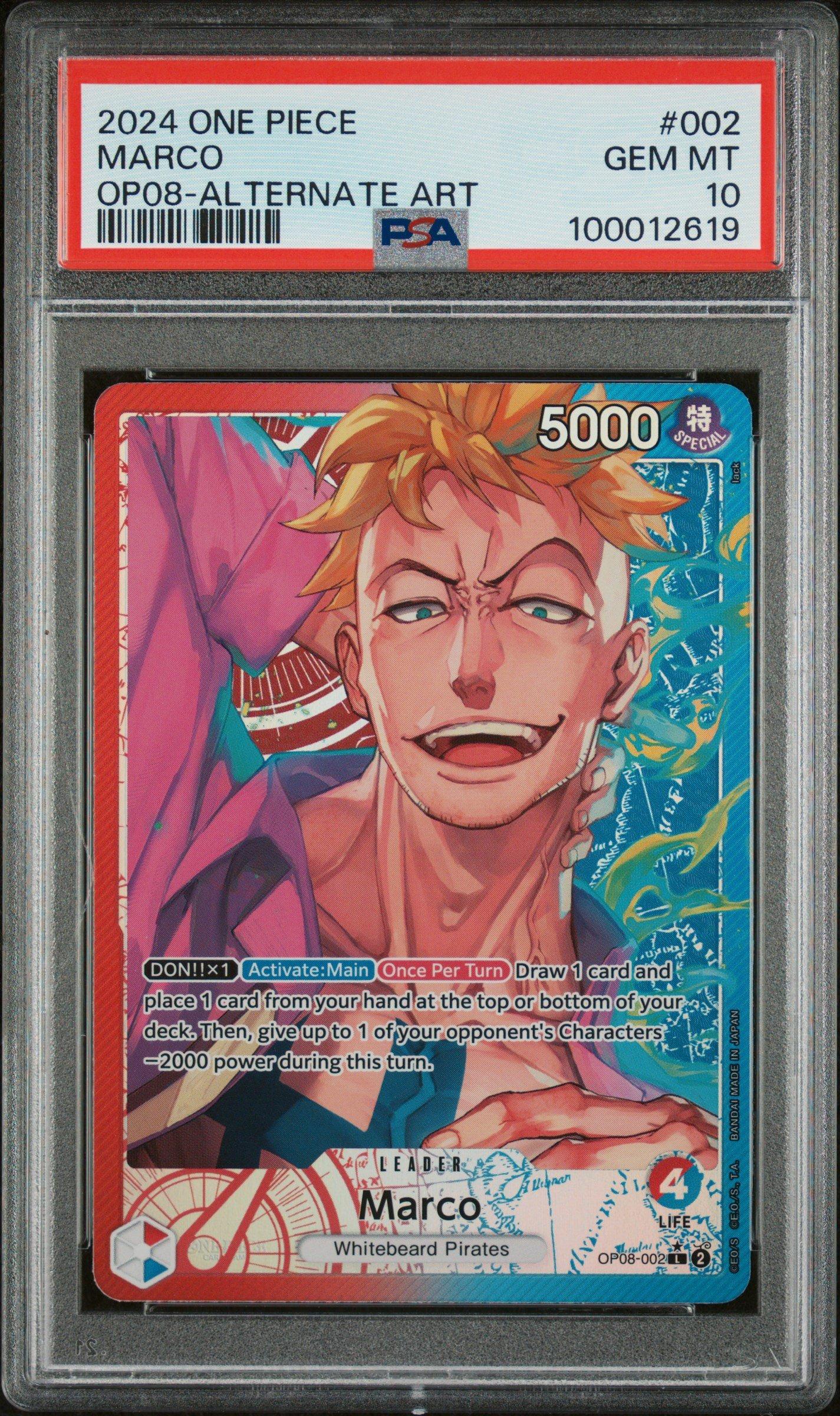 2024 One Piece Op08-two Legends 002 Marco Alternate Art PSA 10