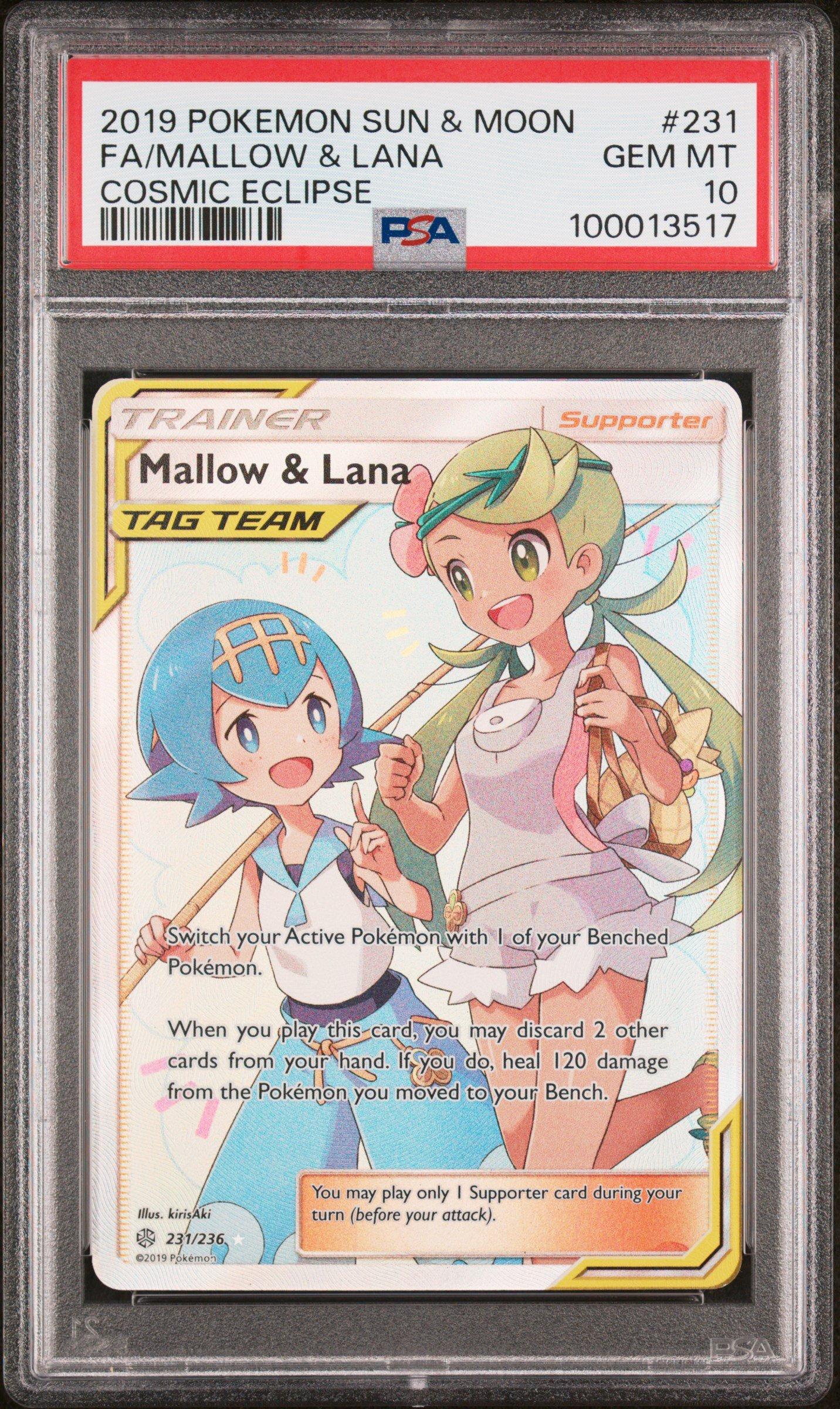 2019 Pokemon Sun & Moon Cosmic Eclipse 231 Full Art/mallow & Lana PSA