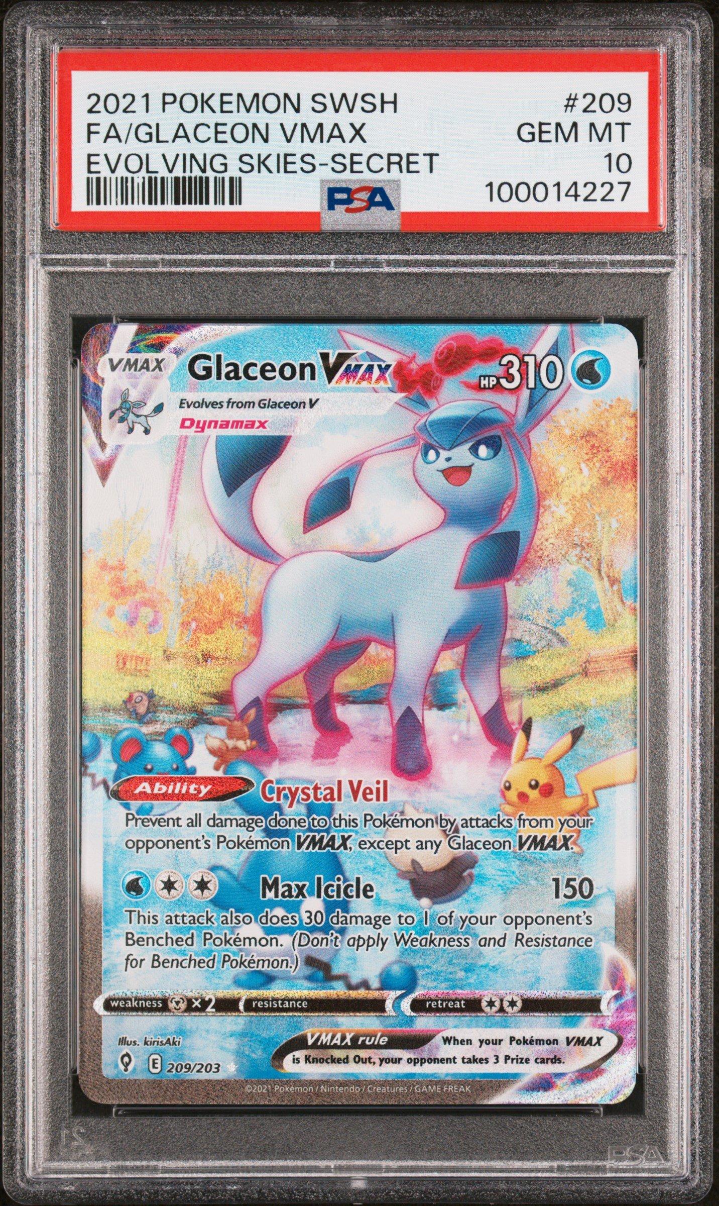 2021 Pokemon Sword & Shield Evolving Skies Full Art/glaceon Vmax Secret PSA