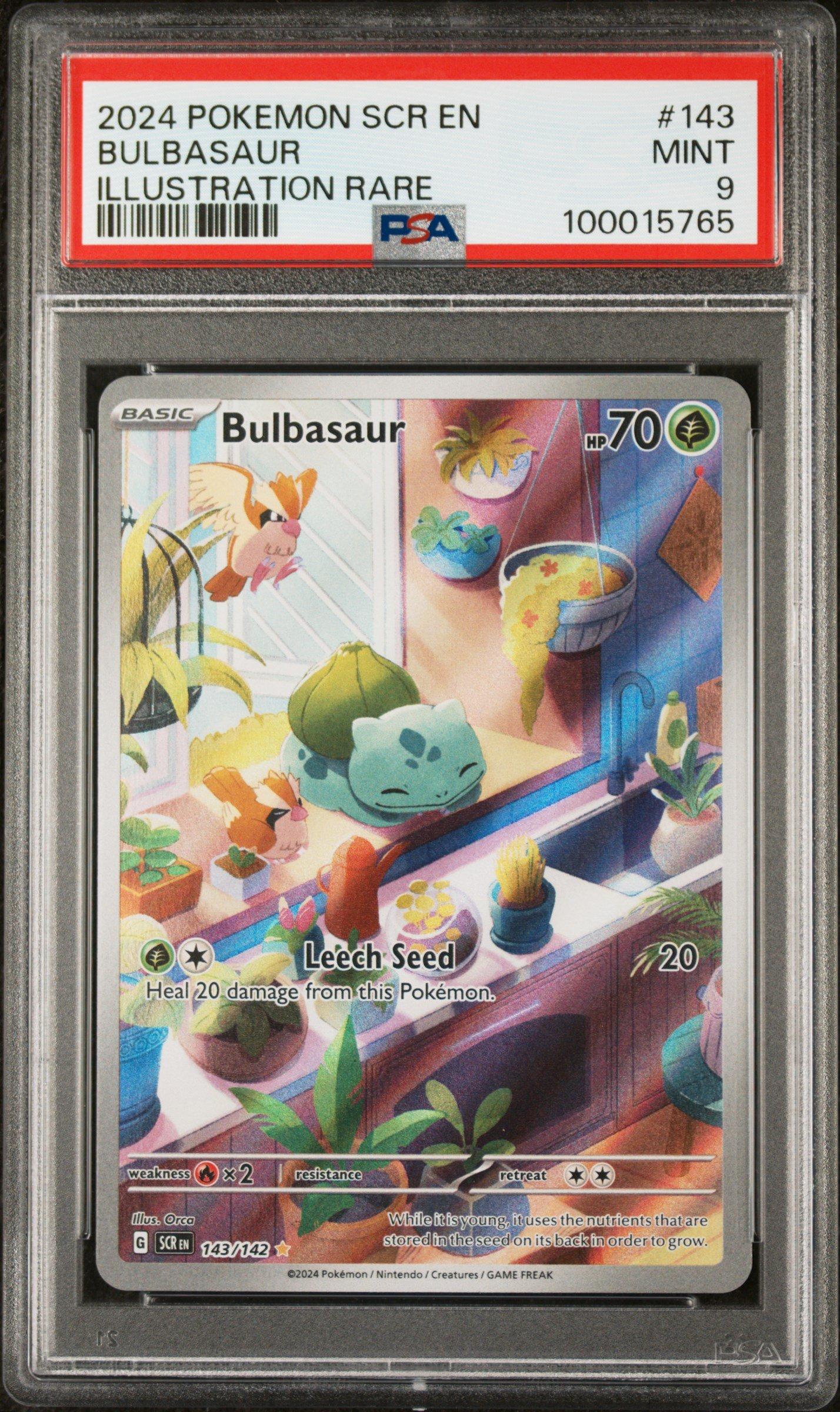 2024 Pokemon Scr En-stellar Crown 143 Bulbasaur Illustration Rare PSA