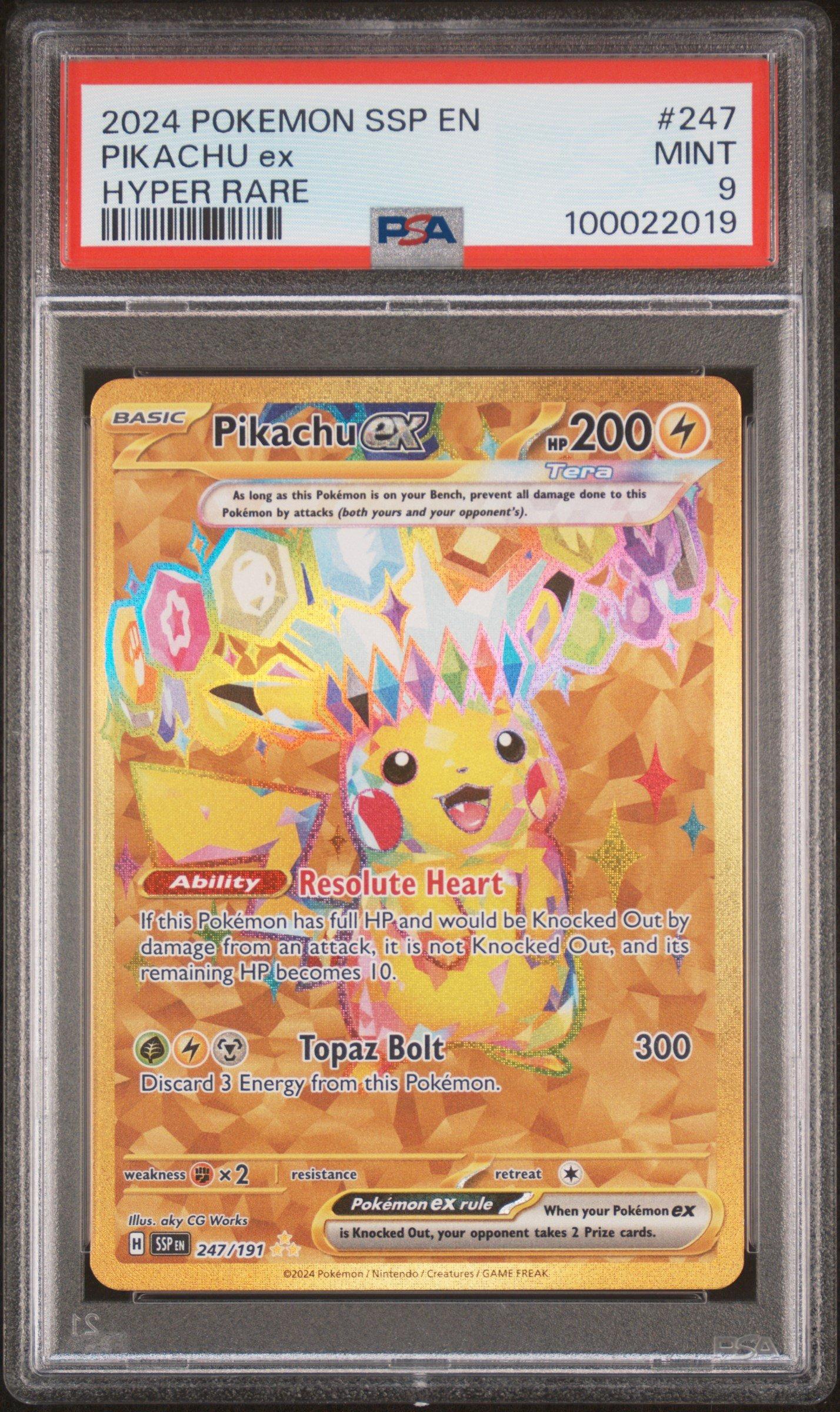 2024 Pokemon Ssp En-surging Sparks 247 Pikachu Ex Hyper Rare PSA