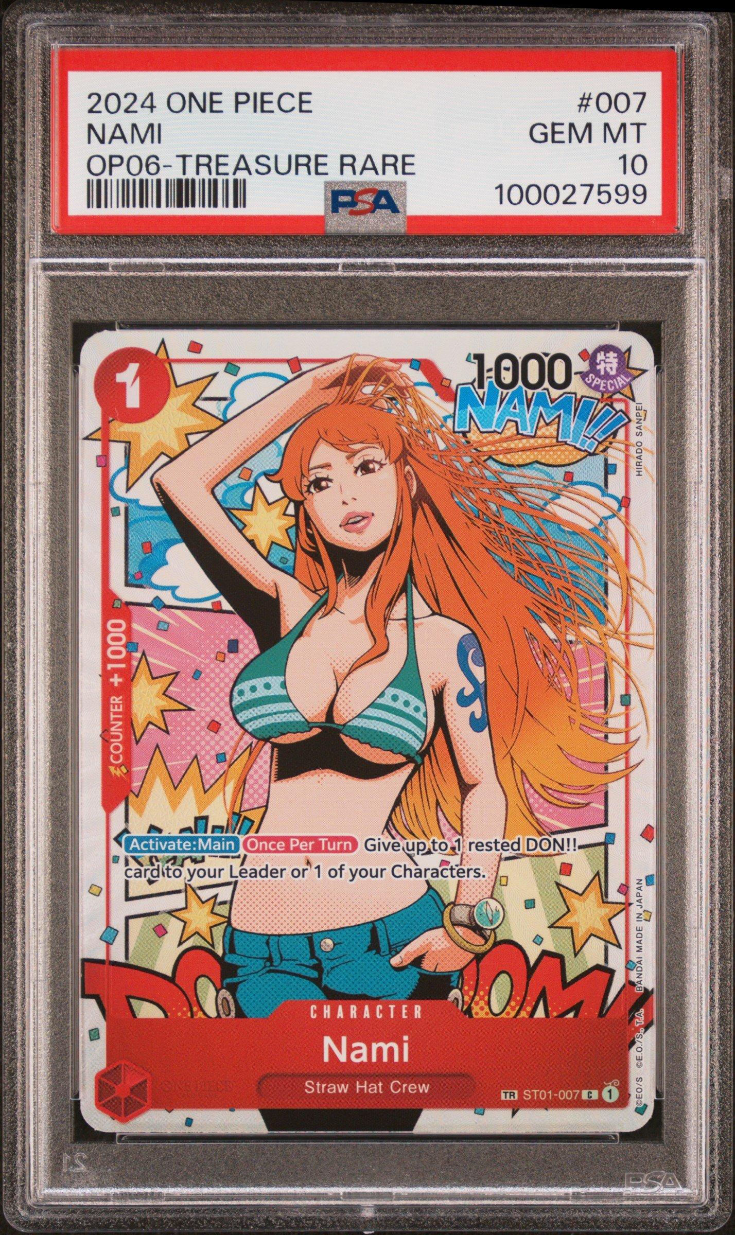 2024 One Piece Op06-wings Of The Captain 007 Nami Treasure Rare PSA