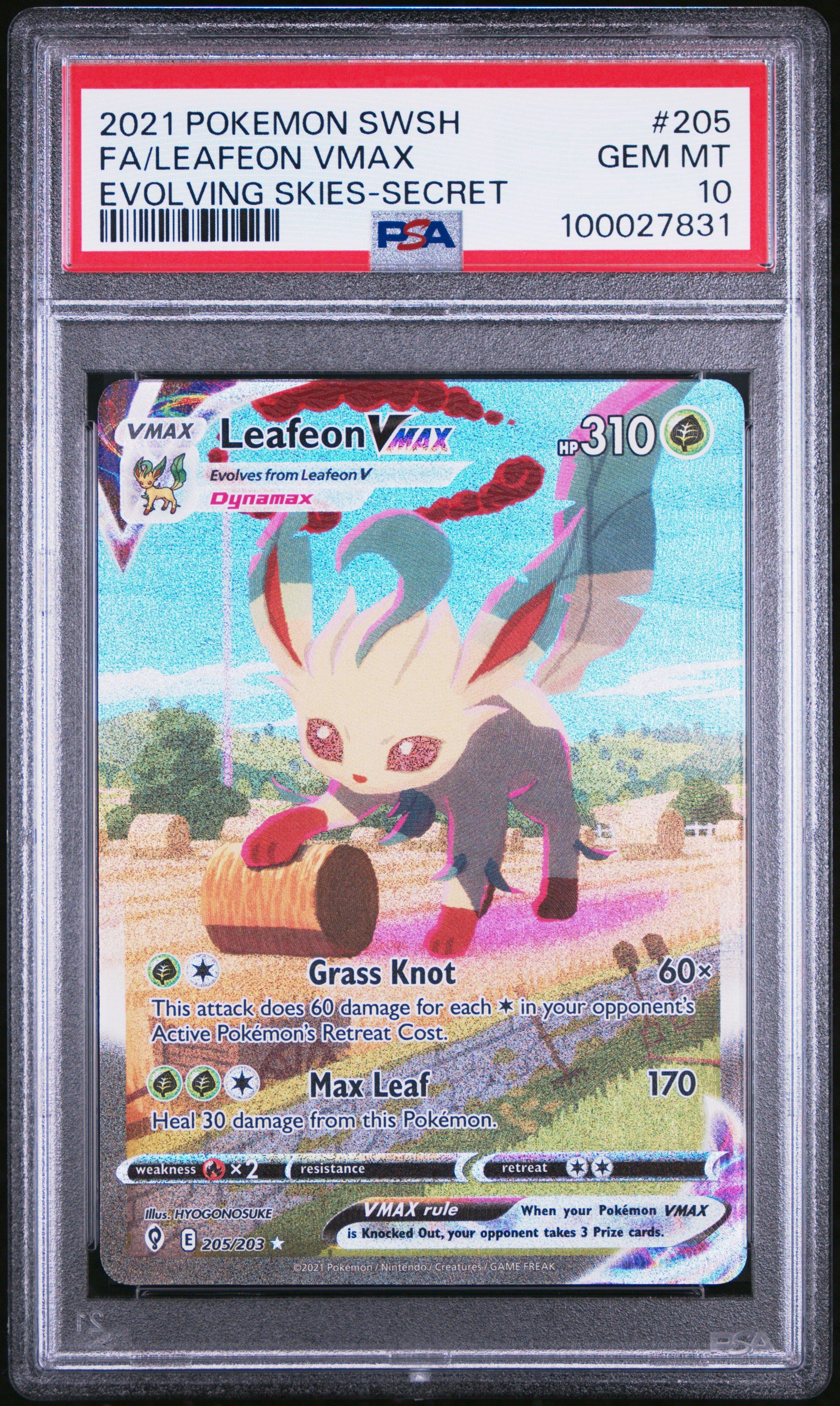 2021 Pokemon Sword & Shield Evolving Skies Full Art/leafeon Vmax Secret PSA