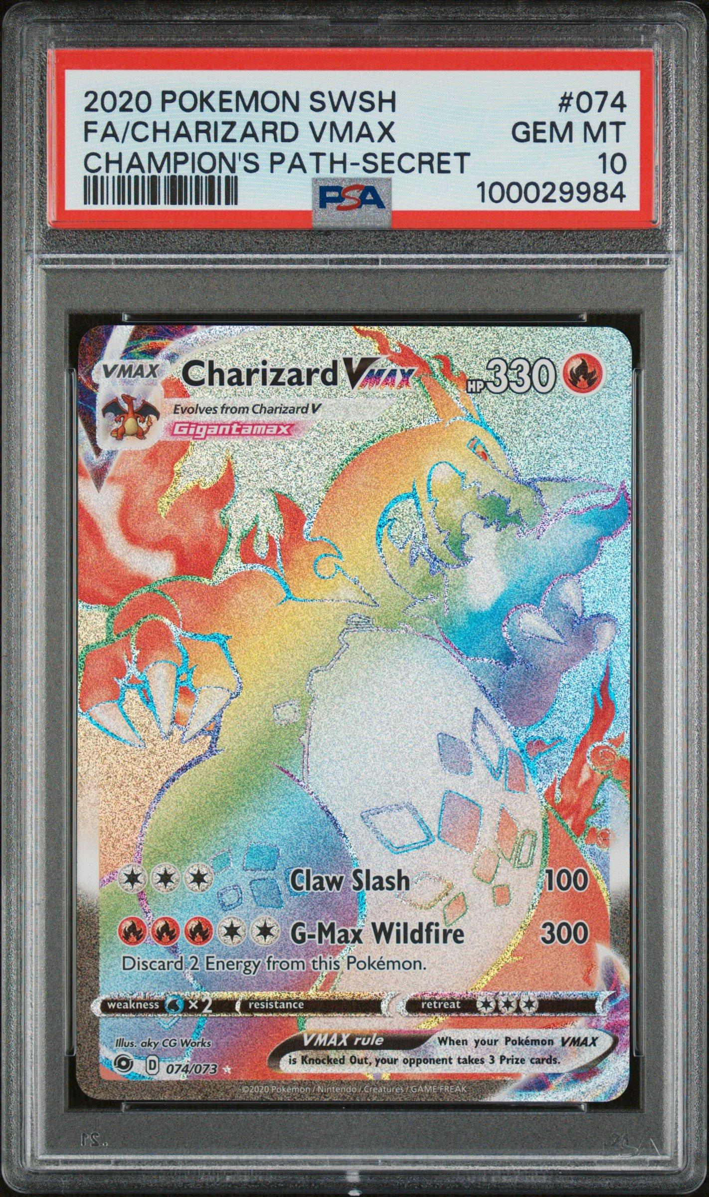 2020 Pokemon Sword & Shield Champion's Path 074 Full Art/charizard Vmax Secret PSA