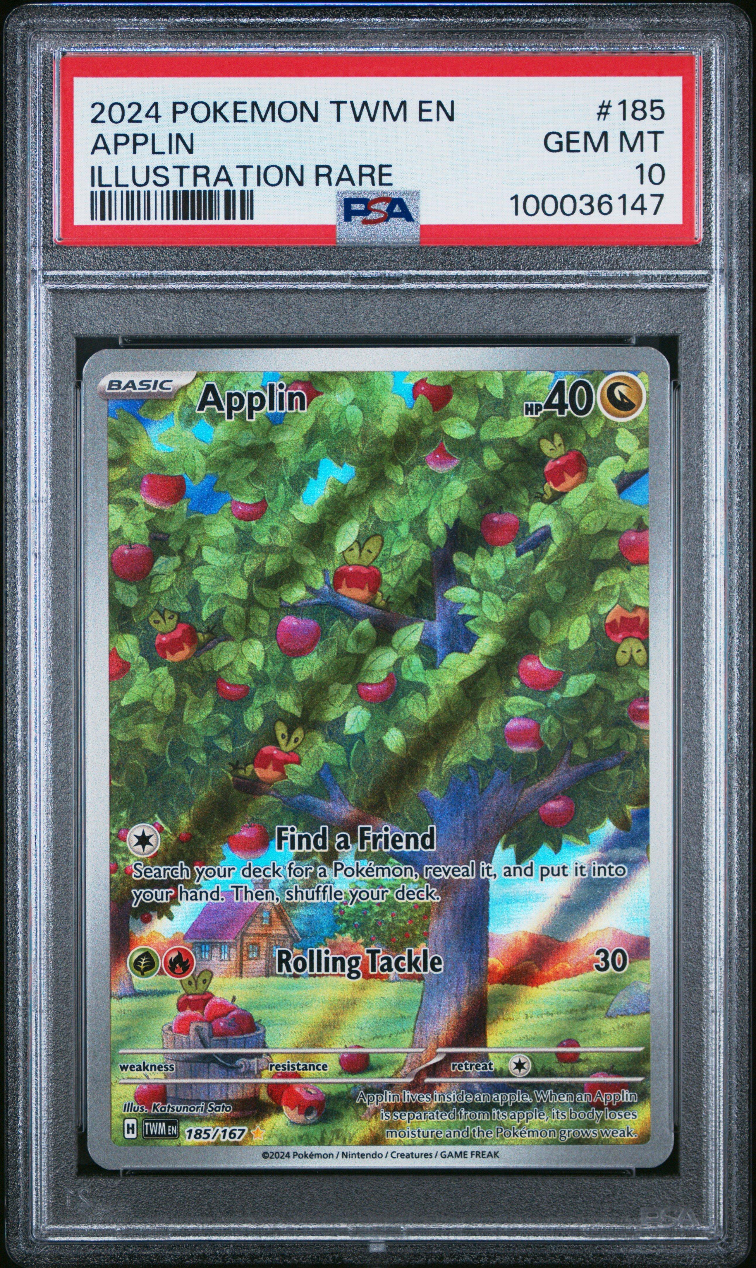 2024 Pokemon Twm En-twilight Masquerade 185 Applin Illustration Rare PSA