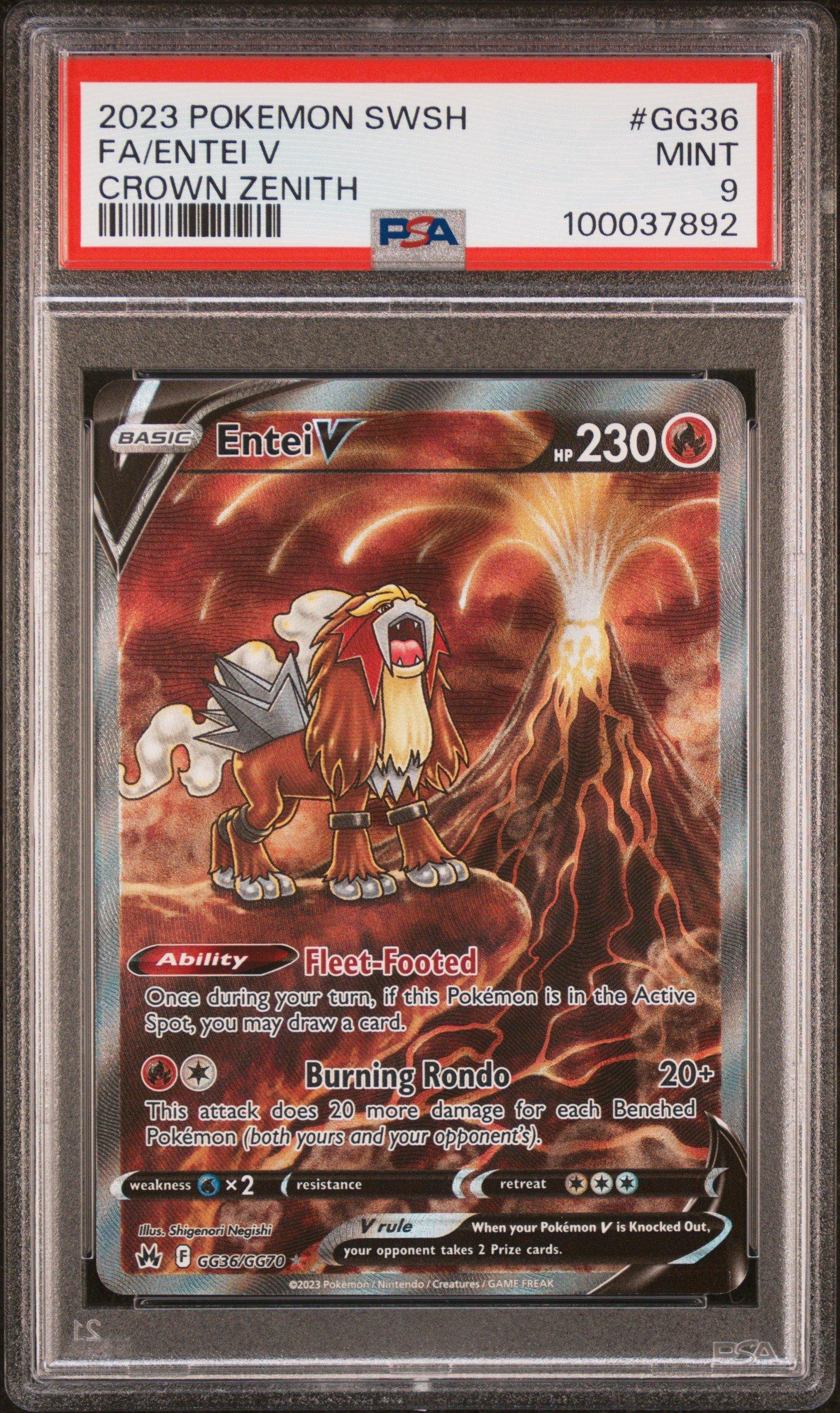 2023 Pokemon Sword And Shield Crown Zenith Gg36 Full Art/entei V PSA