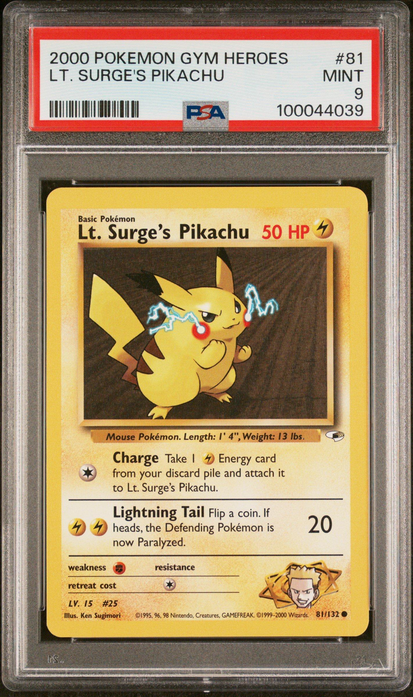 2000 Pokemon Gym Heroes 81 Lt. Surge's Pikachu PSA