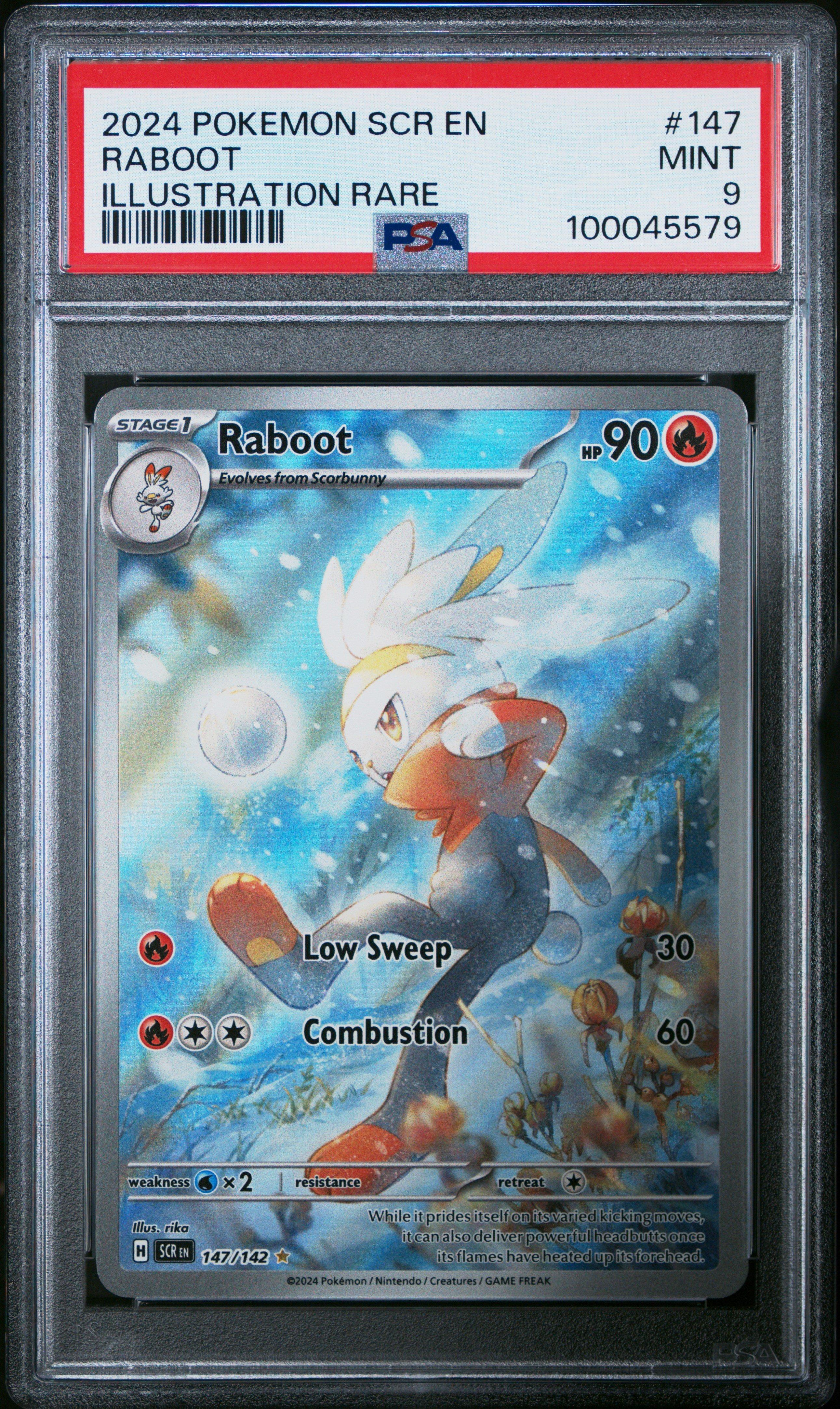 2024 Pokemon Scr En-stellar Crown 147 Raboot Illustration Rare PSA