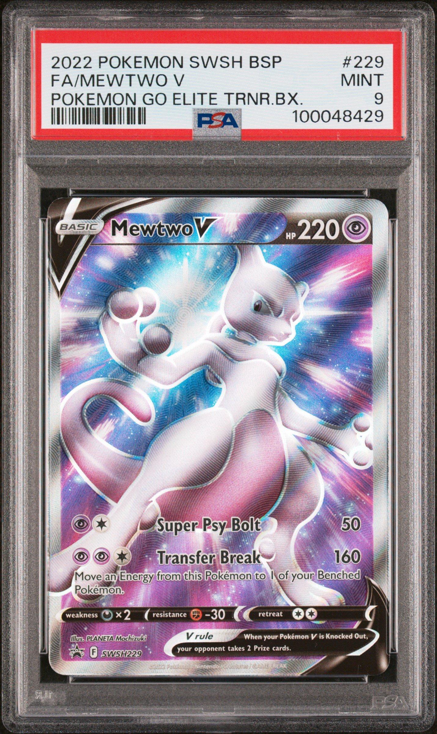 2022 Pokemon Swsh Black Star Promo 229 Full Art/mewtwo V Pokemon Go Elite Trainer Box PSA