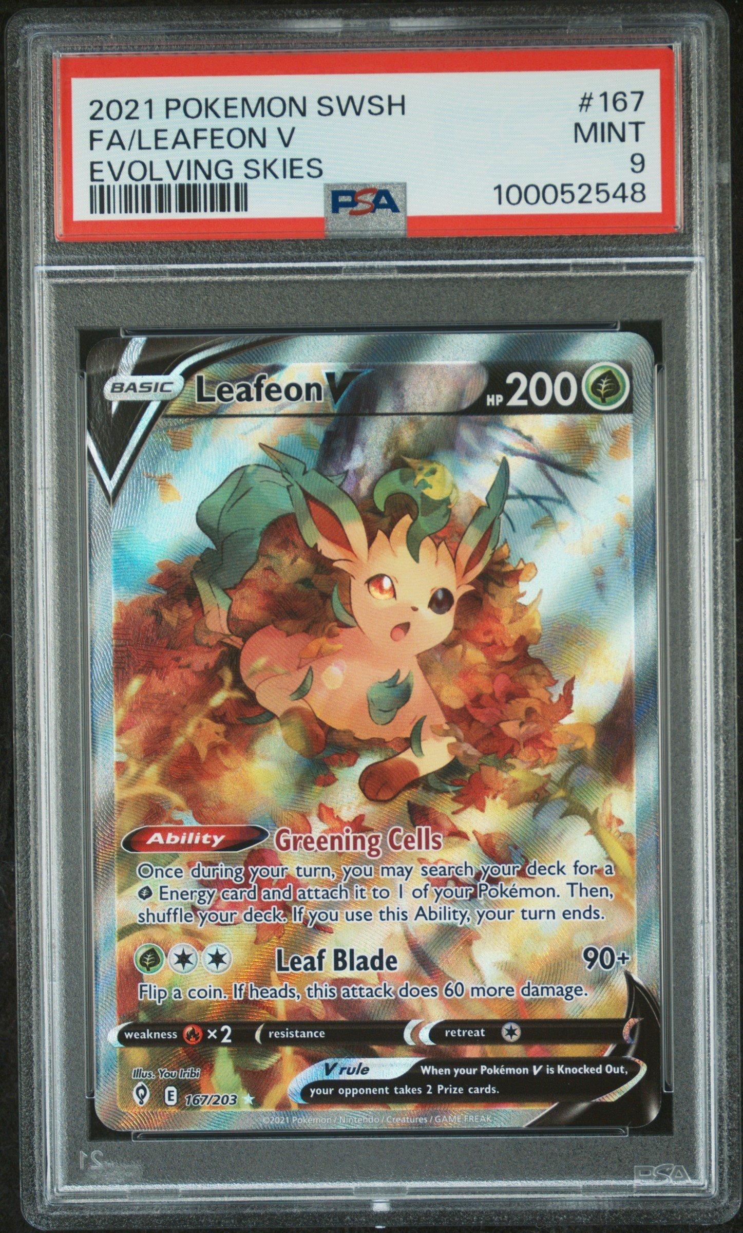 2021 Pokemon Sword & Shield Evolving Skies Full Art/leafeon V PSA