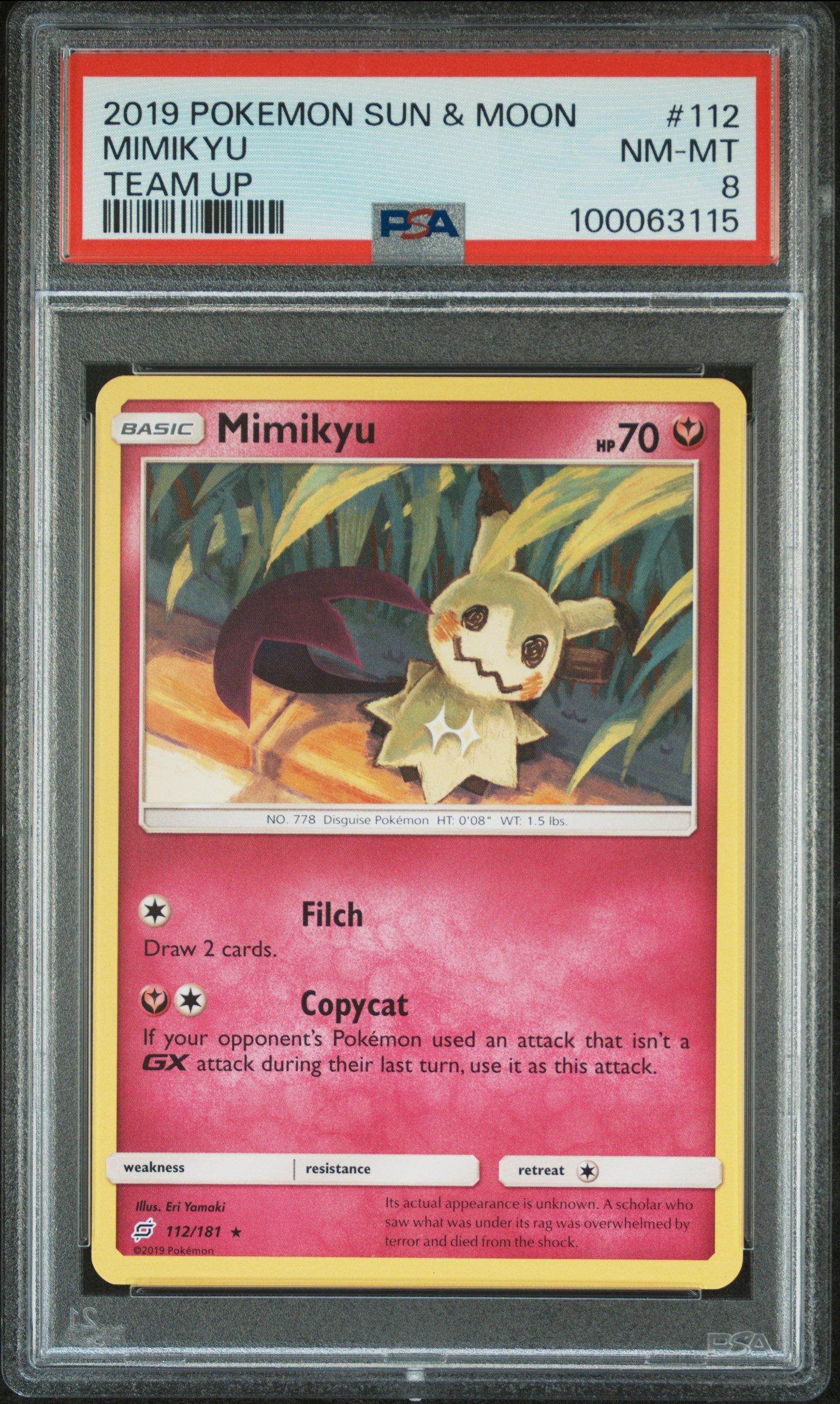 2019 Pokemon Sun & Moon Team Up 112 Mimikyu PSA 8