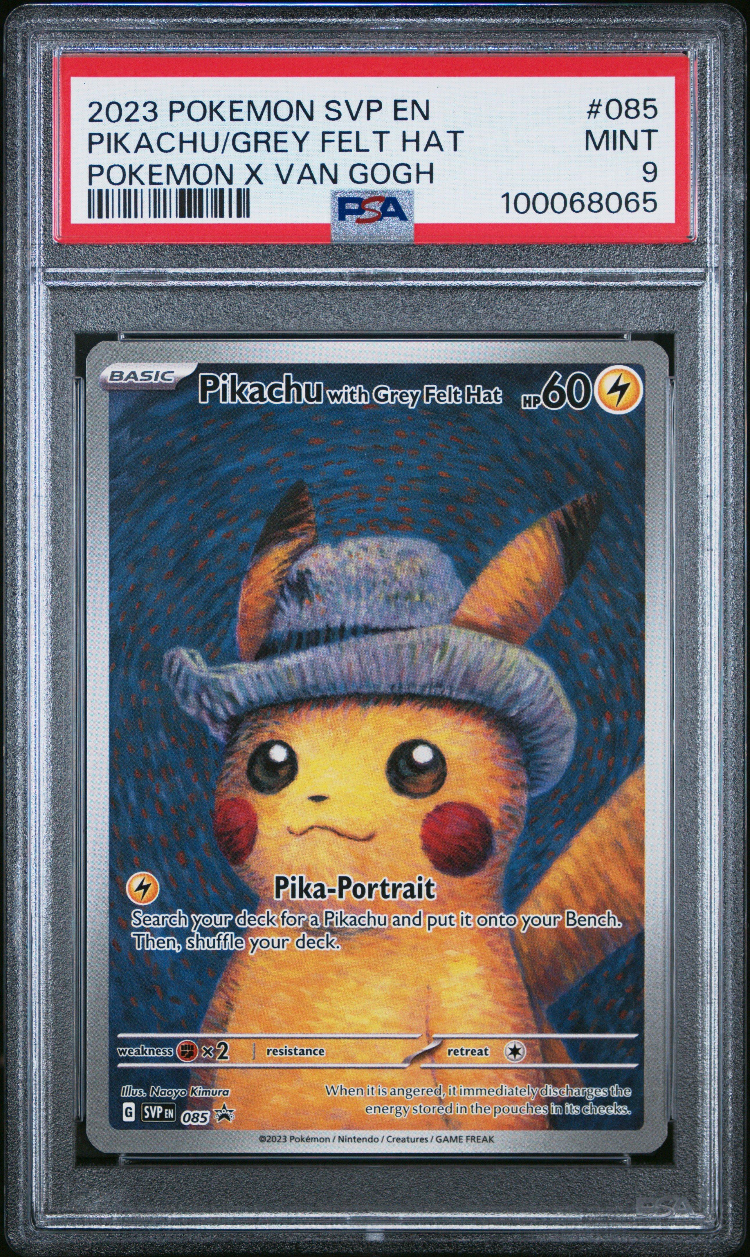 2023 Pokemon Svp En-sv Black Star Promo 085 Pikachu With Grey Felt Hat Pokemon X Van Gogh PSA