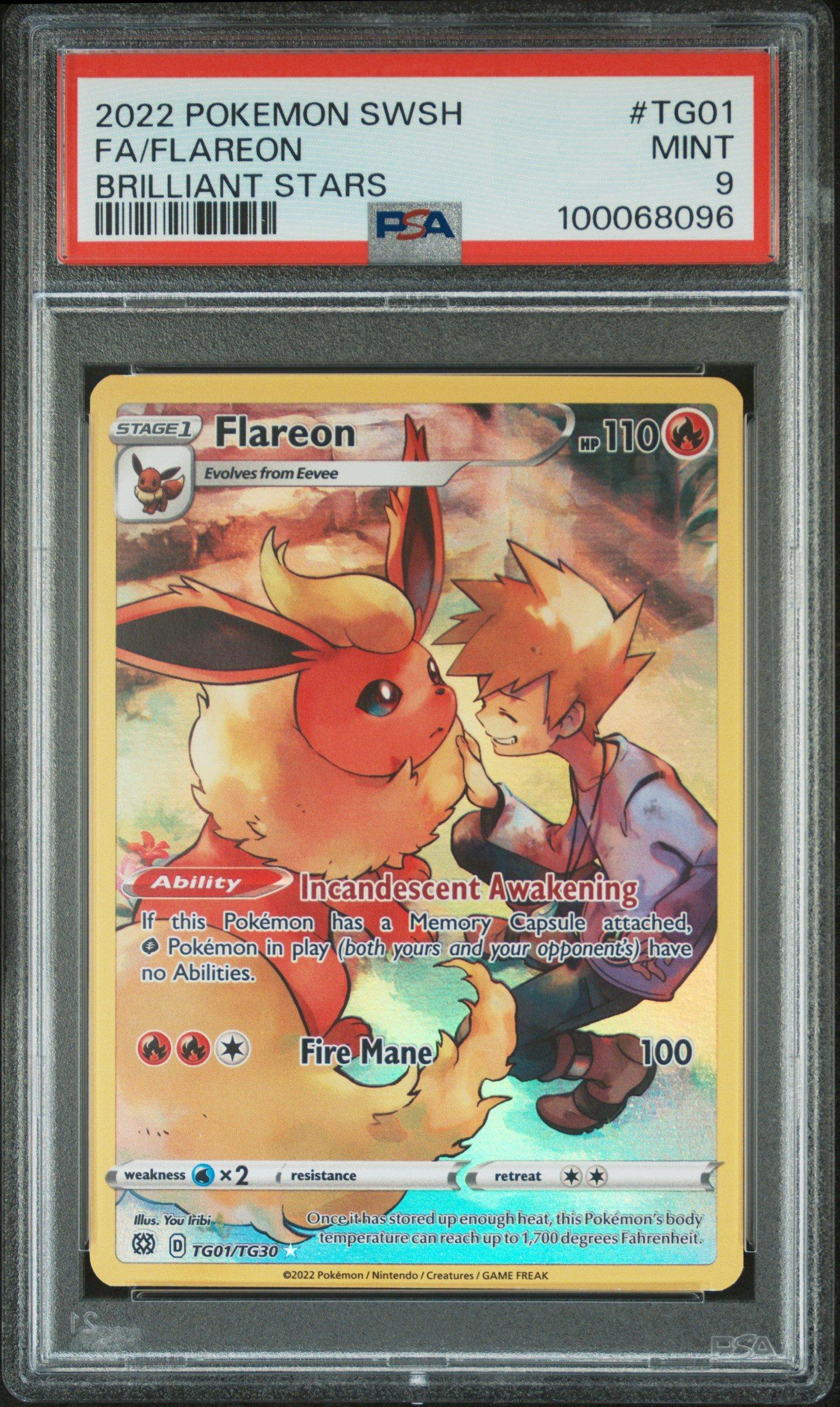 2022 Pokemon Sword & Shield Brilliant Stars Tg01 Full Art/flareon PSA