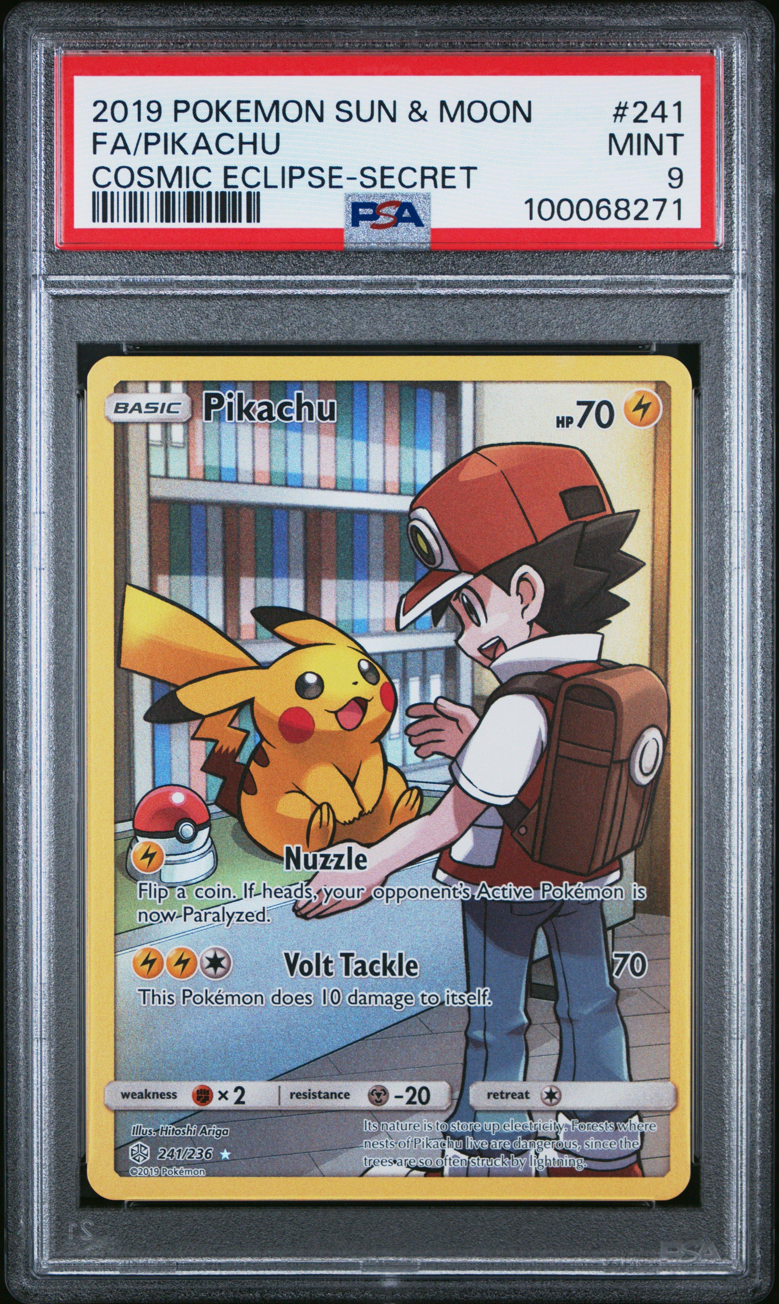 2019 Pokemon Sun & Moon Cosmic Eclipse 241 Full Art/pikachu Secret PSA