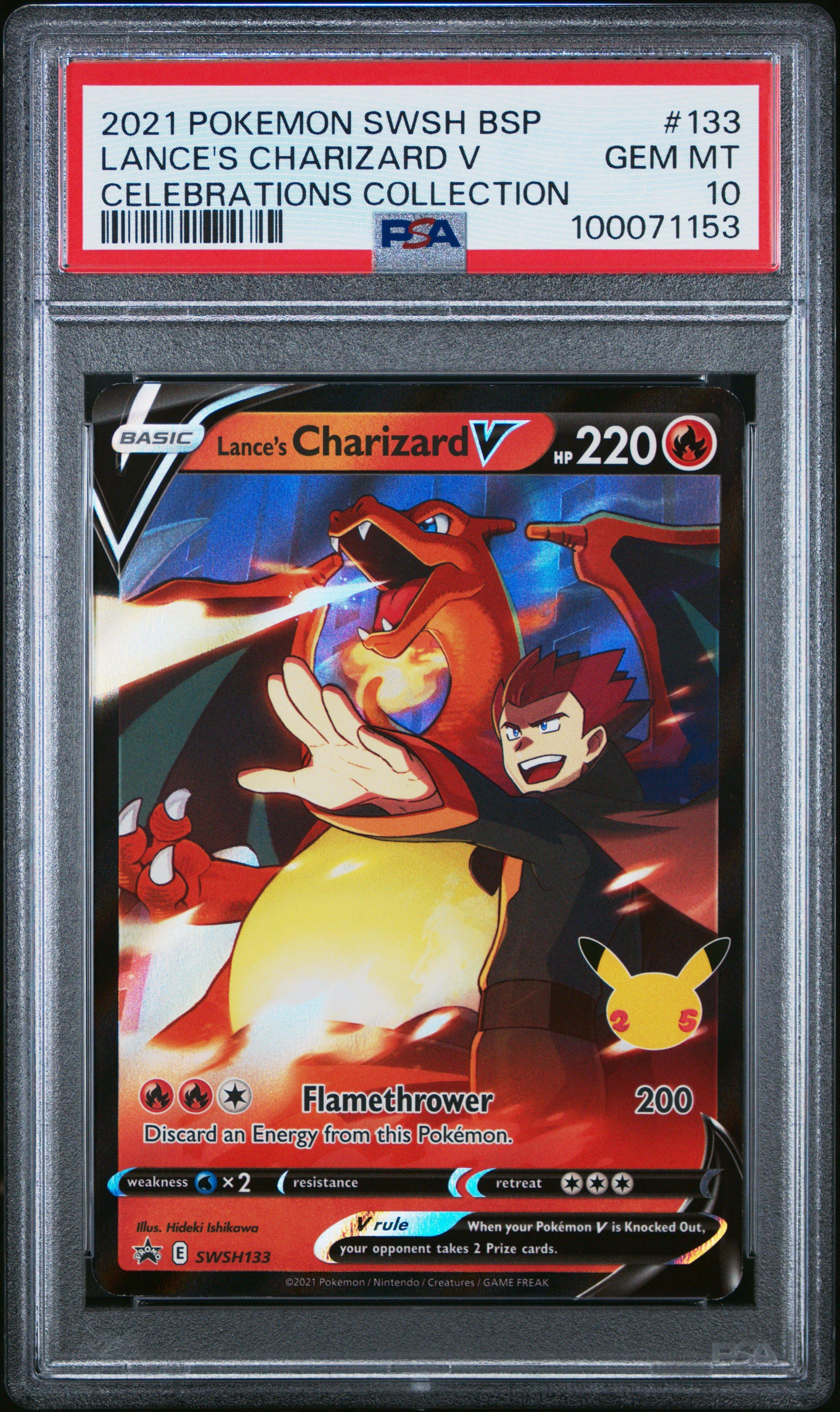 2021 Pokemon Swsh Black Star Promo 133 Lance's Charizard V Celebrations Collection PSA