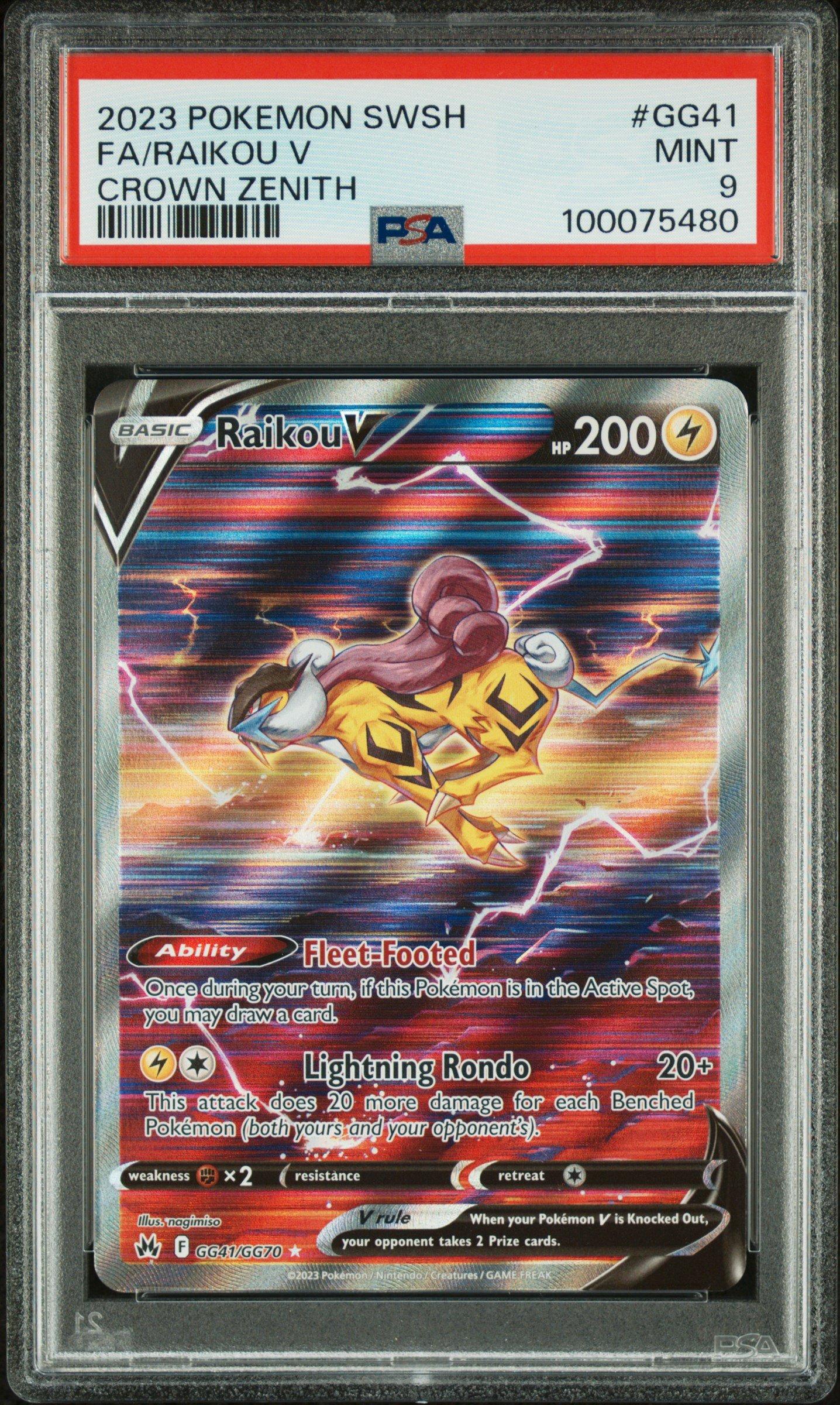 2023 Pokemon Sword And Shield Crown Zenith Gg41 Full Art/raikou V PSA