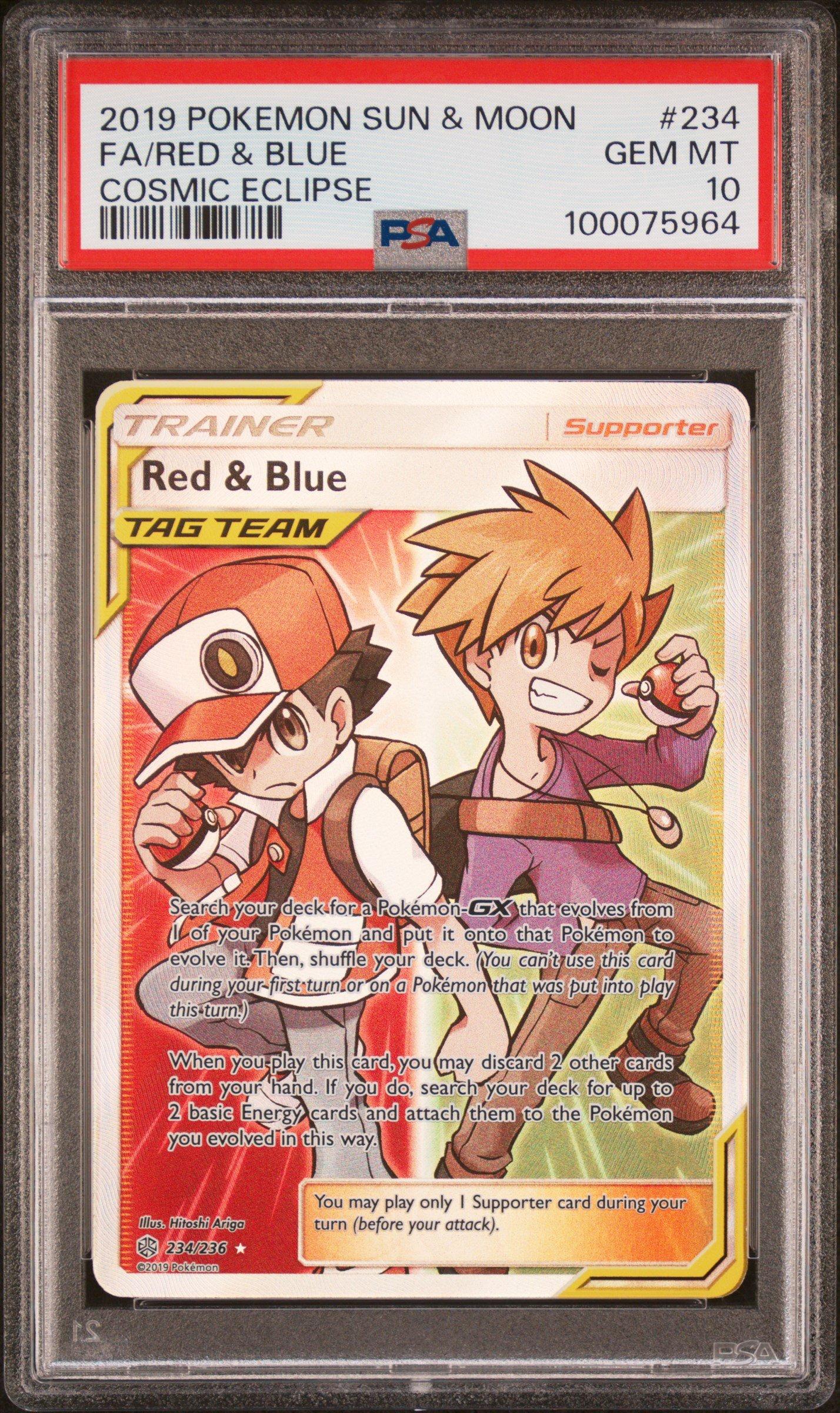 2019 Pokemon Sun & Moon Cosmic Eclipse 234 Full Art/red & Blue PSA