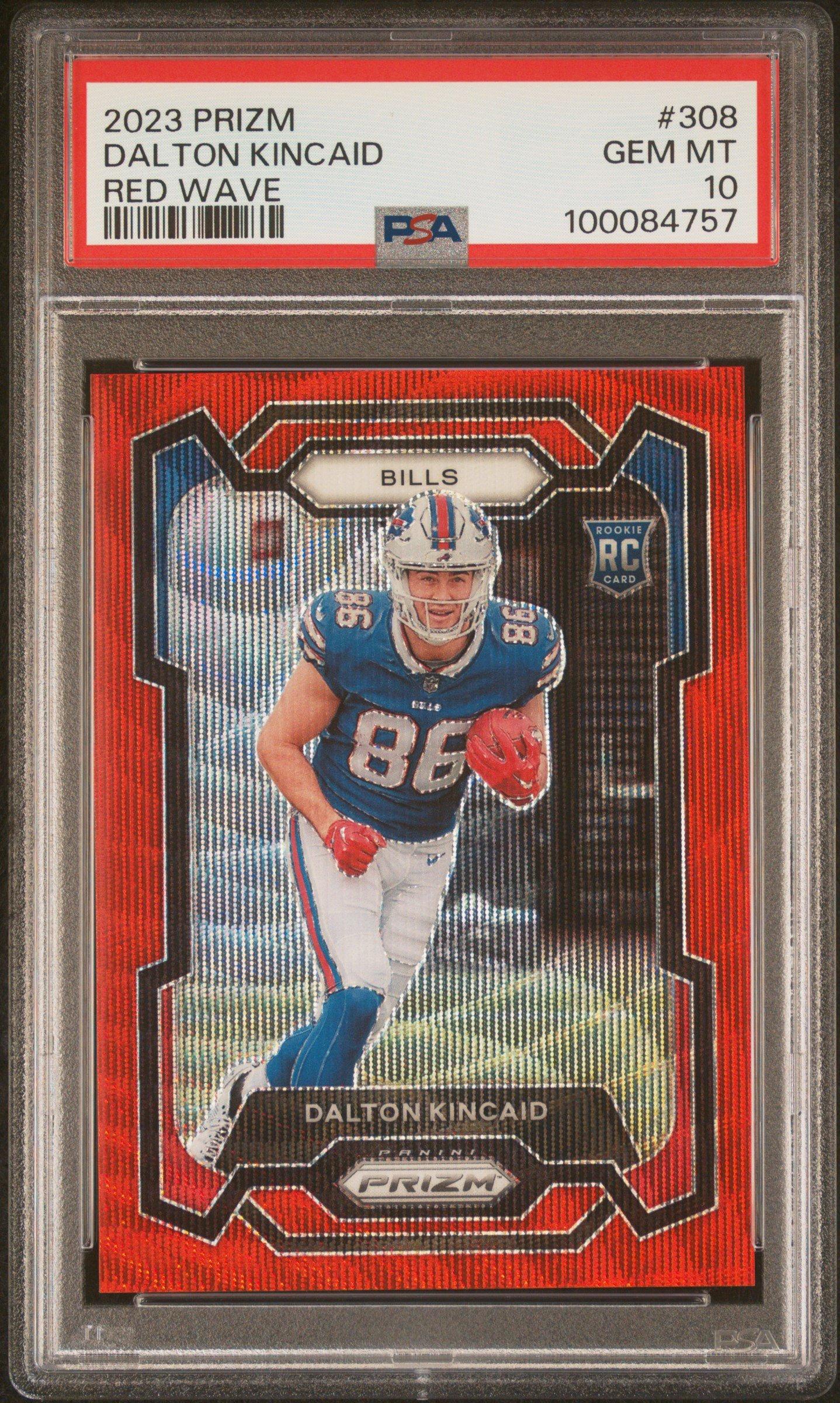 2023 Panini Prizm 308 Dalton Kincaid Red Wave PSA 10