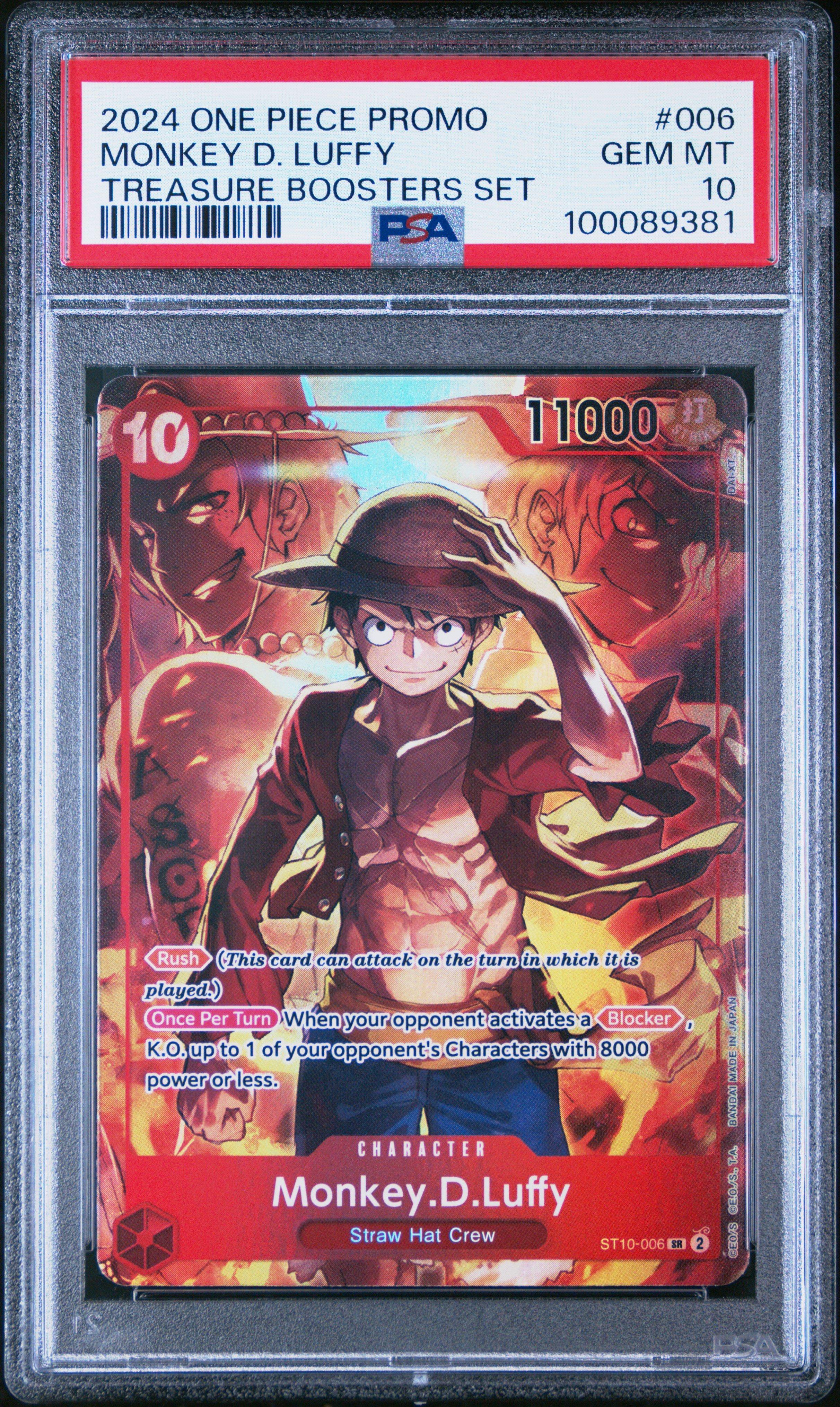 2024 One Piece Promos 006 Monkey D. Luffy Treasure Boosters Set PSA 10
