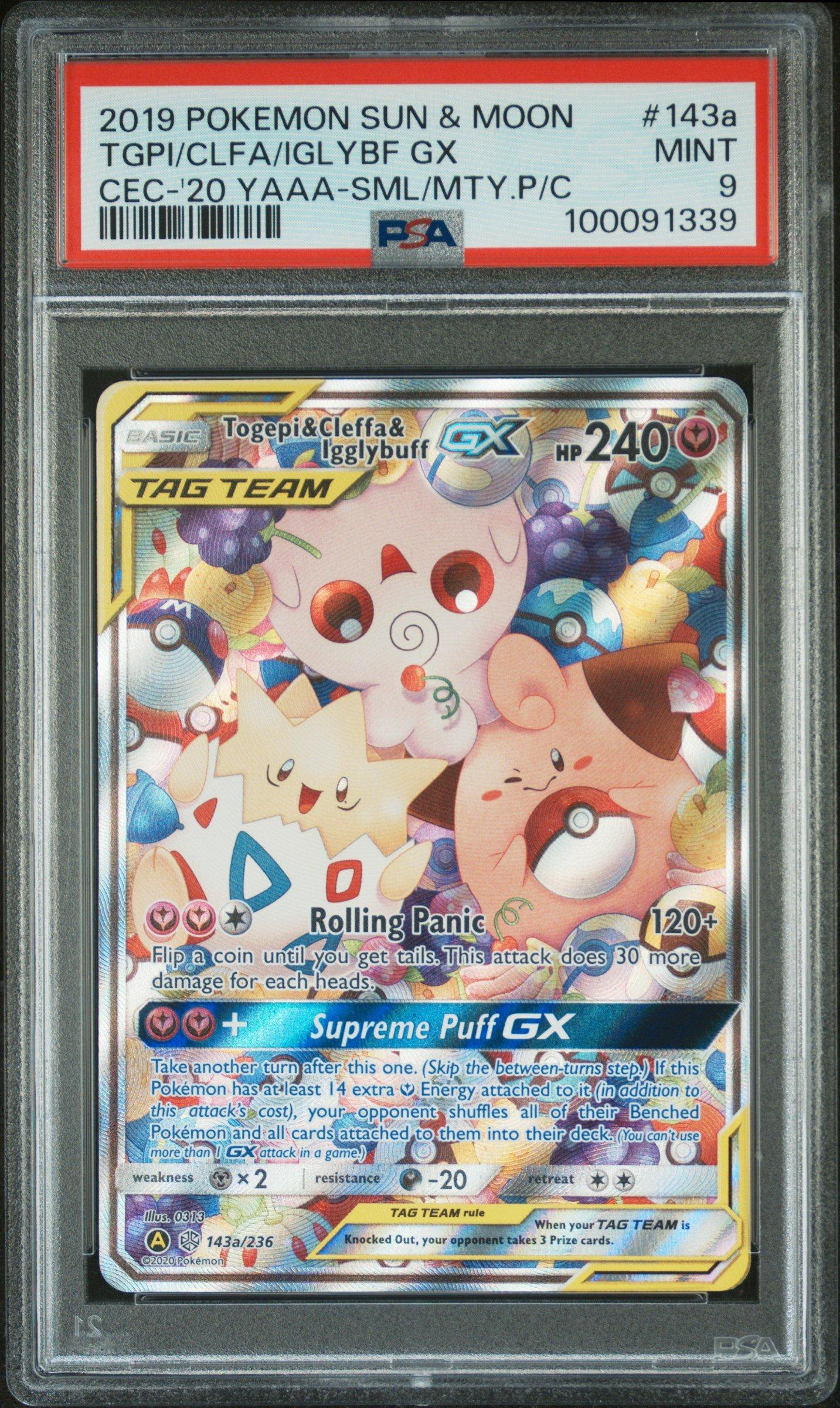 2019 Pokemon Sun & Moon Cosmic Eclipse 143a Togepi & Cleffa & Igglybuff Gx 2020 Yellow A Alternate Art Small But Mighty Premium Collection PSA