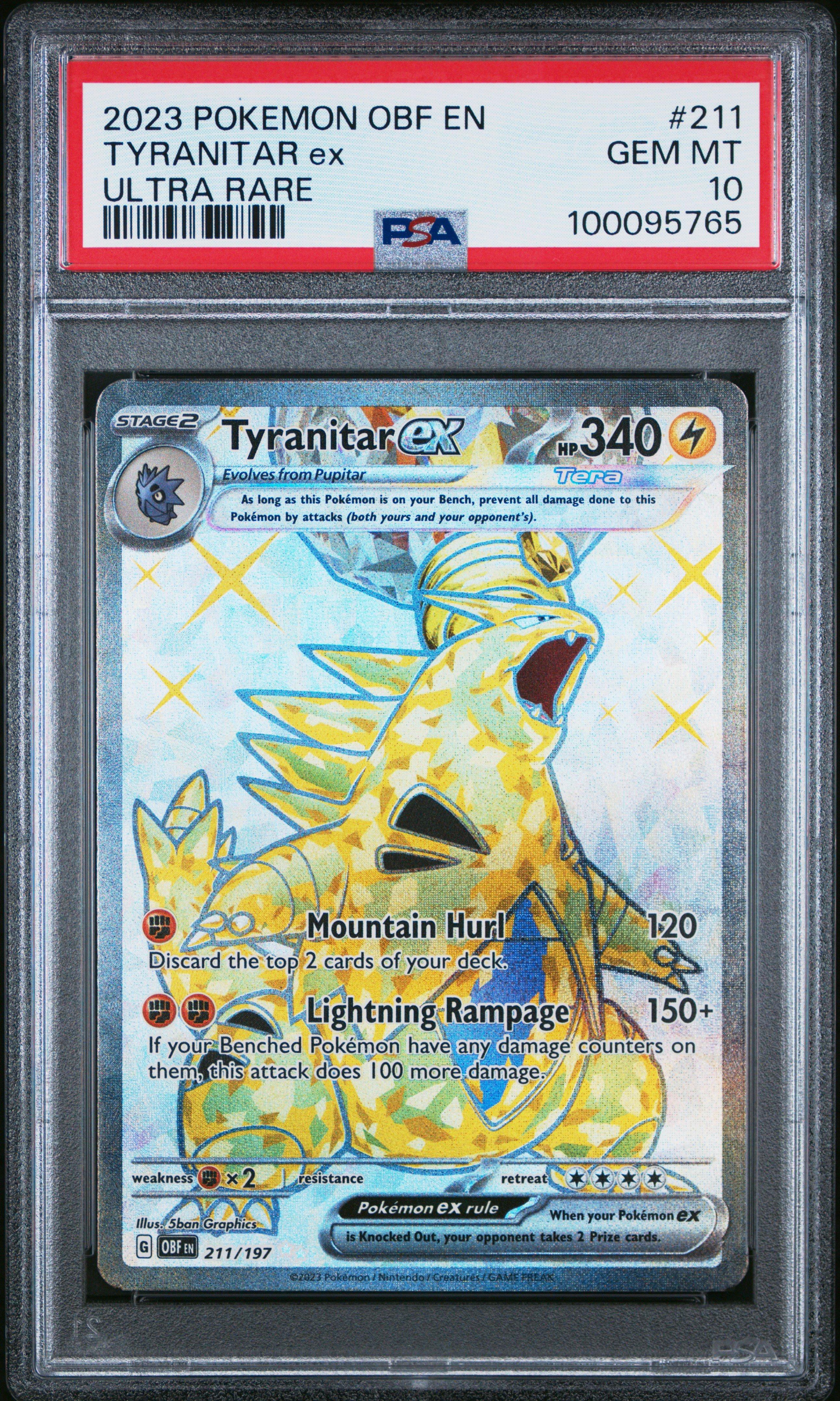 2023 Pokemon Obf En-obsidian Flames 211 Tyranitar Ex Ultra Rare PSA