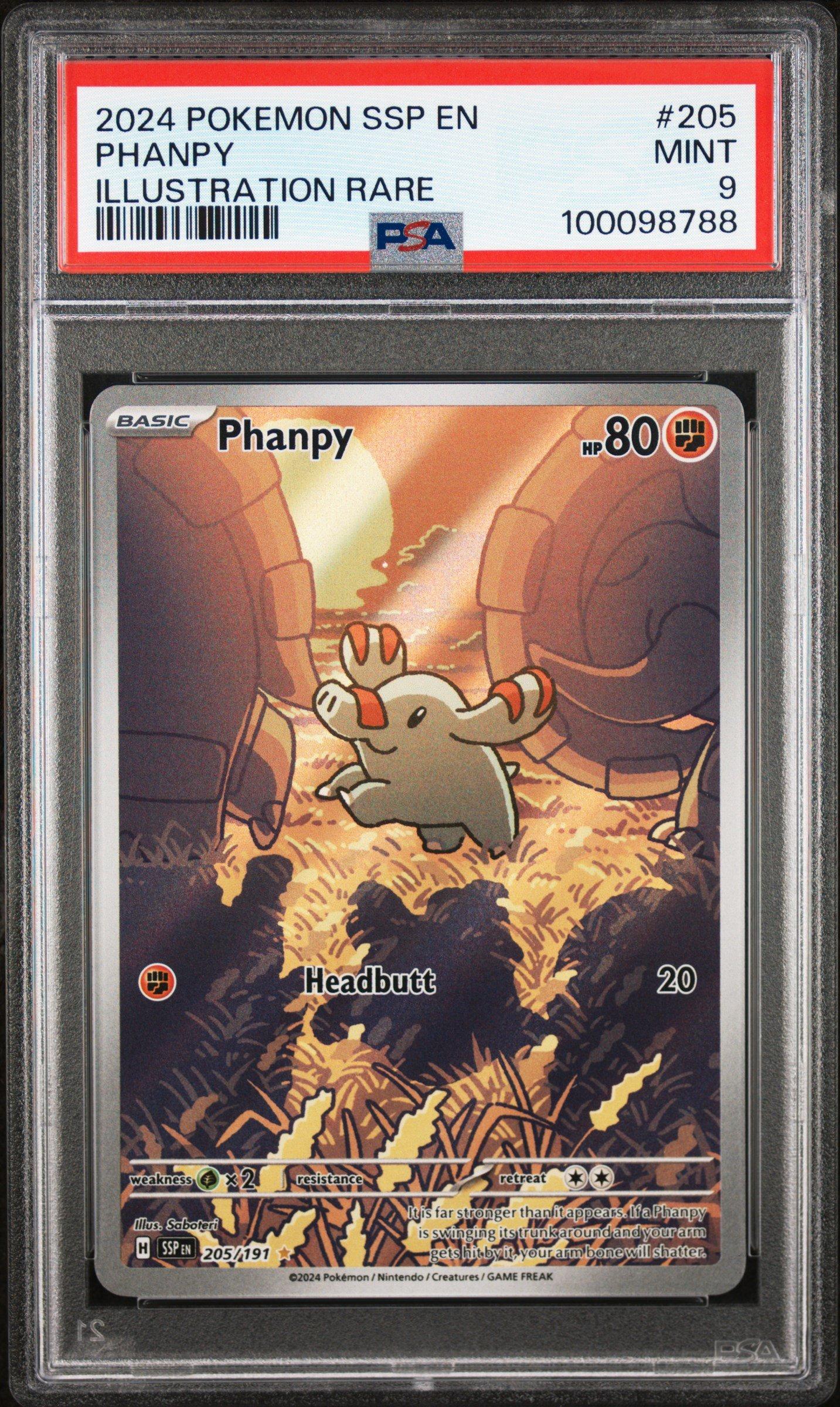 2024 Pokemon Ssp En-surging Sparks 205 Phanpy Illustration Rare PSA
