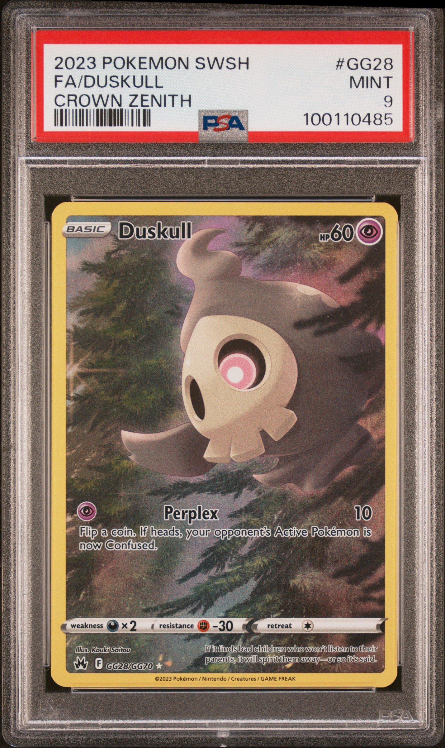 2023 Pokemon Sword And Shield Crown Zenith Gg28 Full Art/duskull PSA