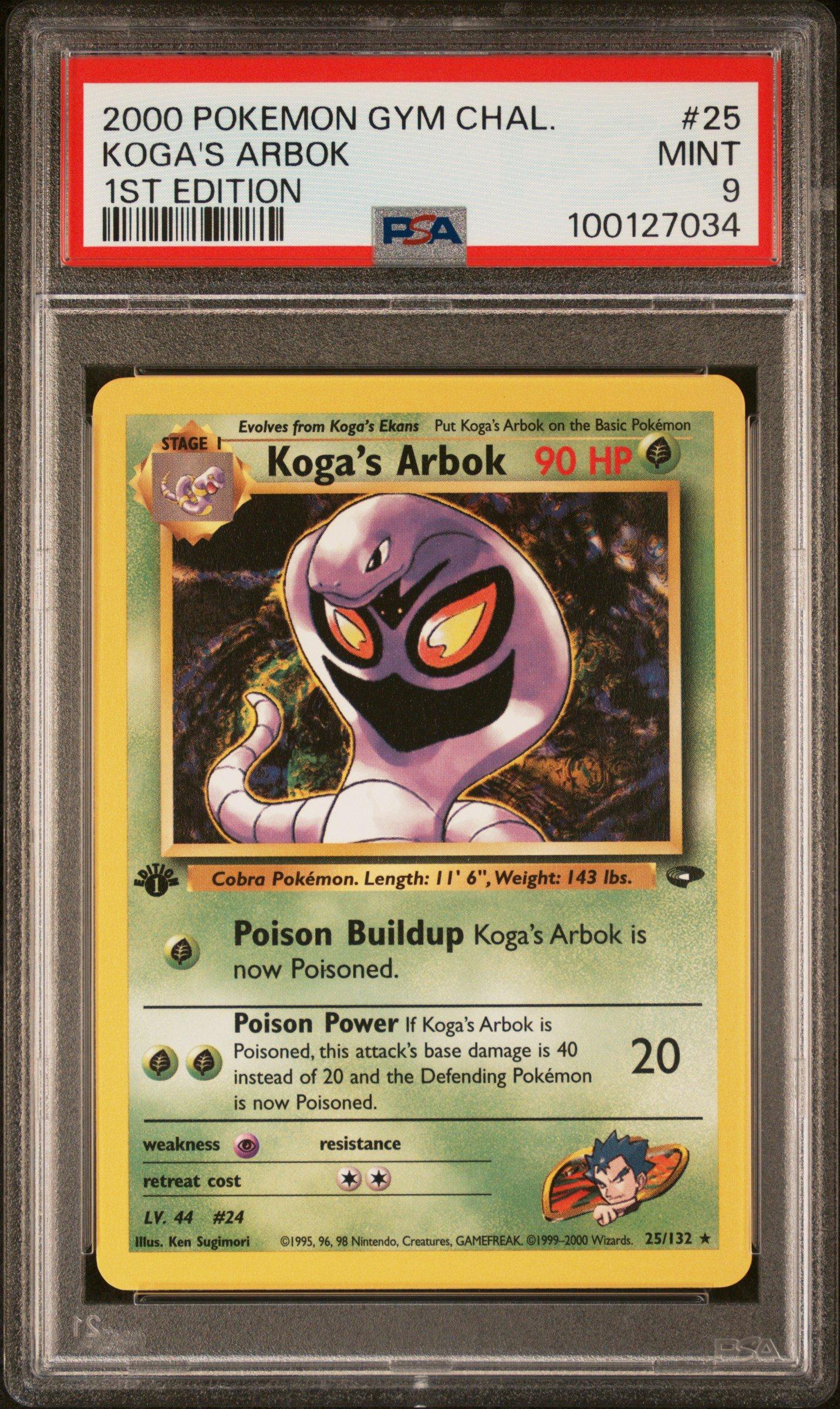 2000 Pokemon Gym Challenge 25 Koga's Arbok 1st Edition PSA 9