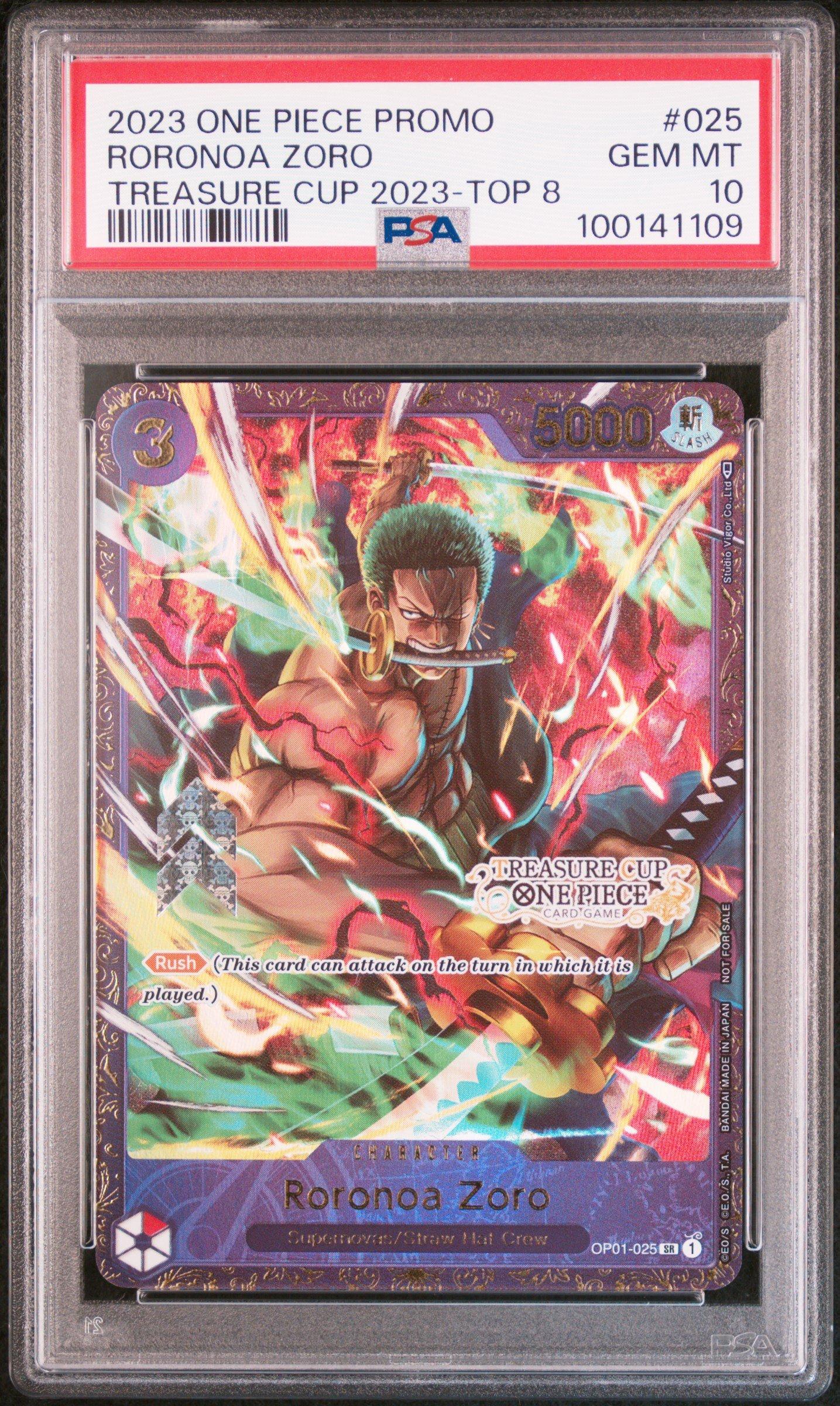 2023 One Piece Promos 025 Roronoa Zoro Treasure Cup 2023-top 8 PSA