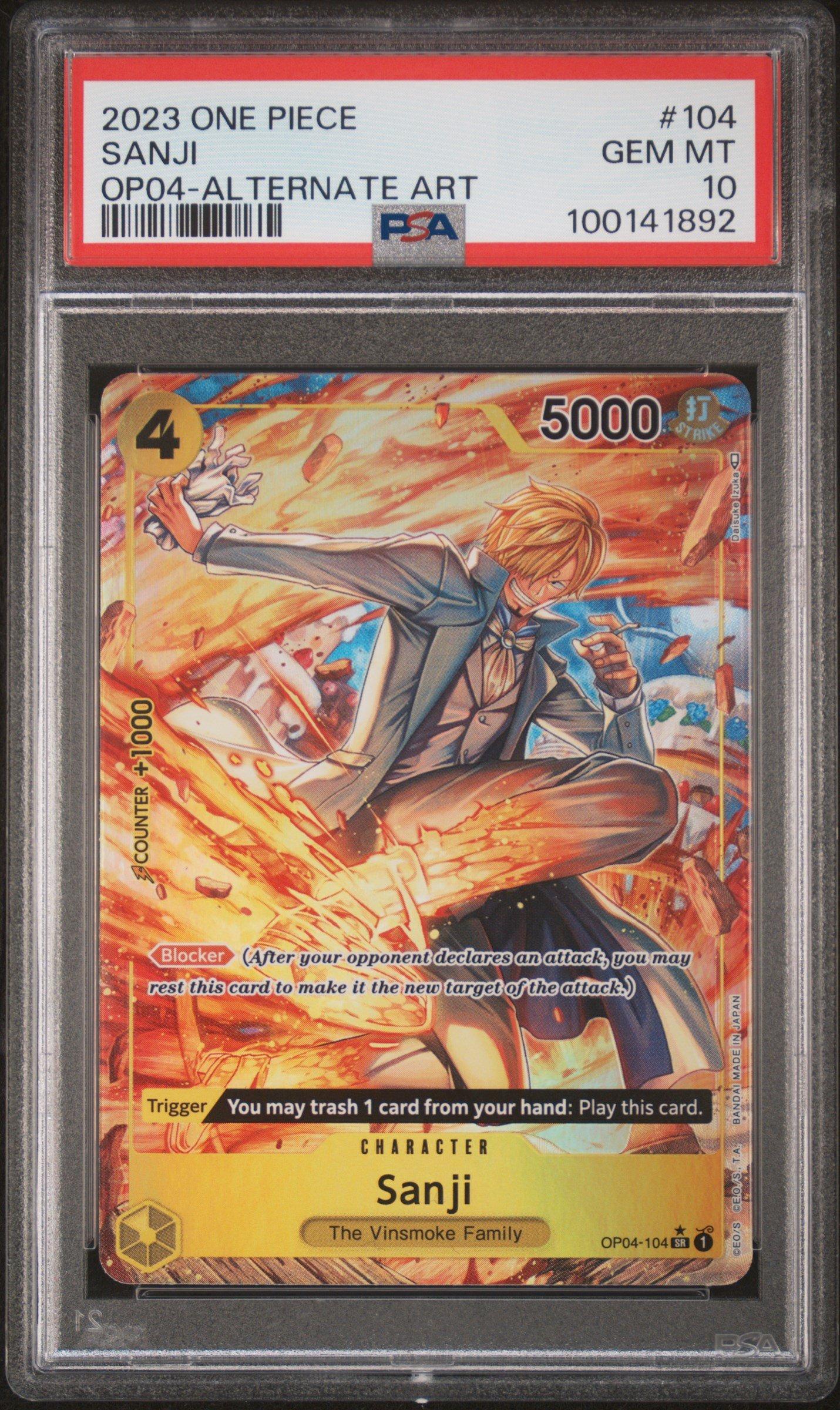 2023 One Piece Op04-kingdoms Of Intrigue 104 Sanji Alternate Art PSA 10