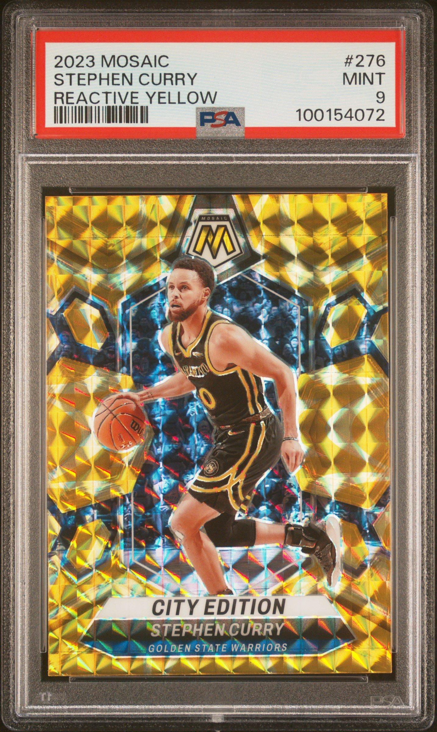 2023 Panini Mosaic 276 Stephen Curry Reactive Yellow PSA 9