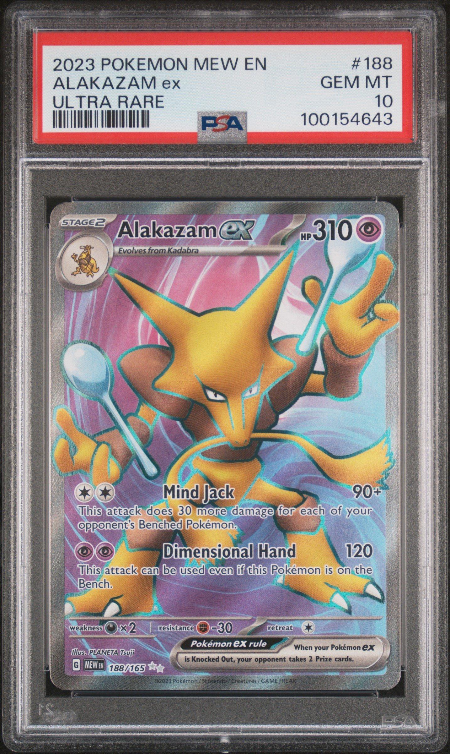 2023 Pokemon Mew En-151 188 Alakazam Ex Ultra Rare PSA