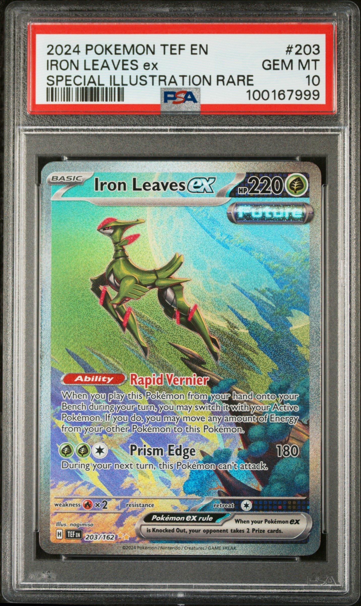 2024 Pokemon Tef En-temporal Forces 203 Iron Leaves Ex Special Illustration Rare PSA
