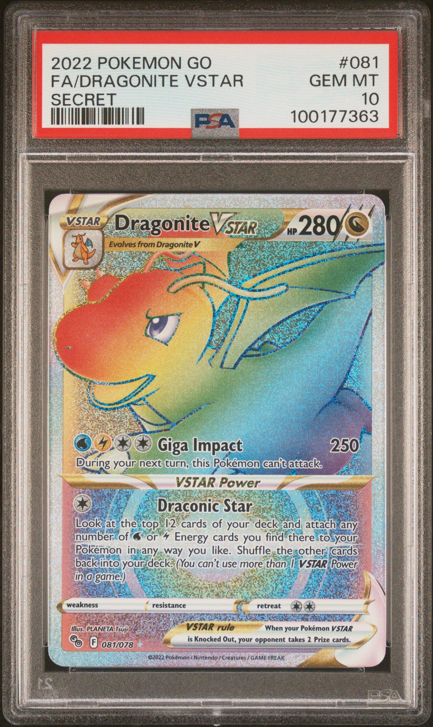 2022 Pokemon Go 081 Full Art/dragonite Vstar Secret PSA 10 Graded