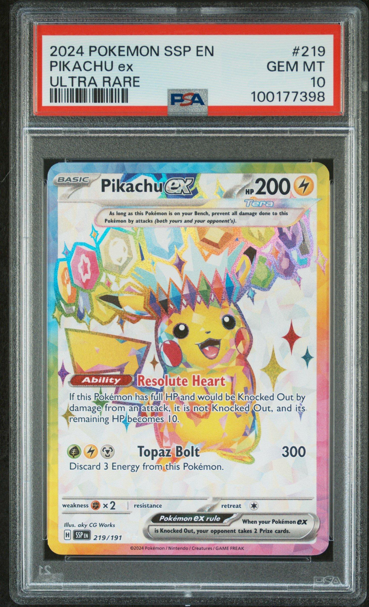 2024 Pokemon Ssp En-surging Sparks 219 Pikachu Ex Ultra Rare PSA