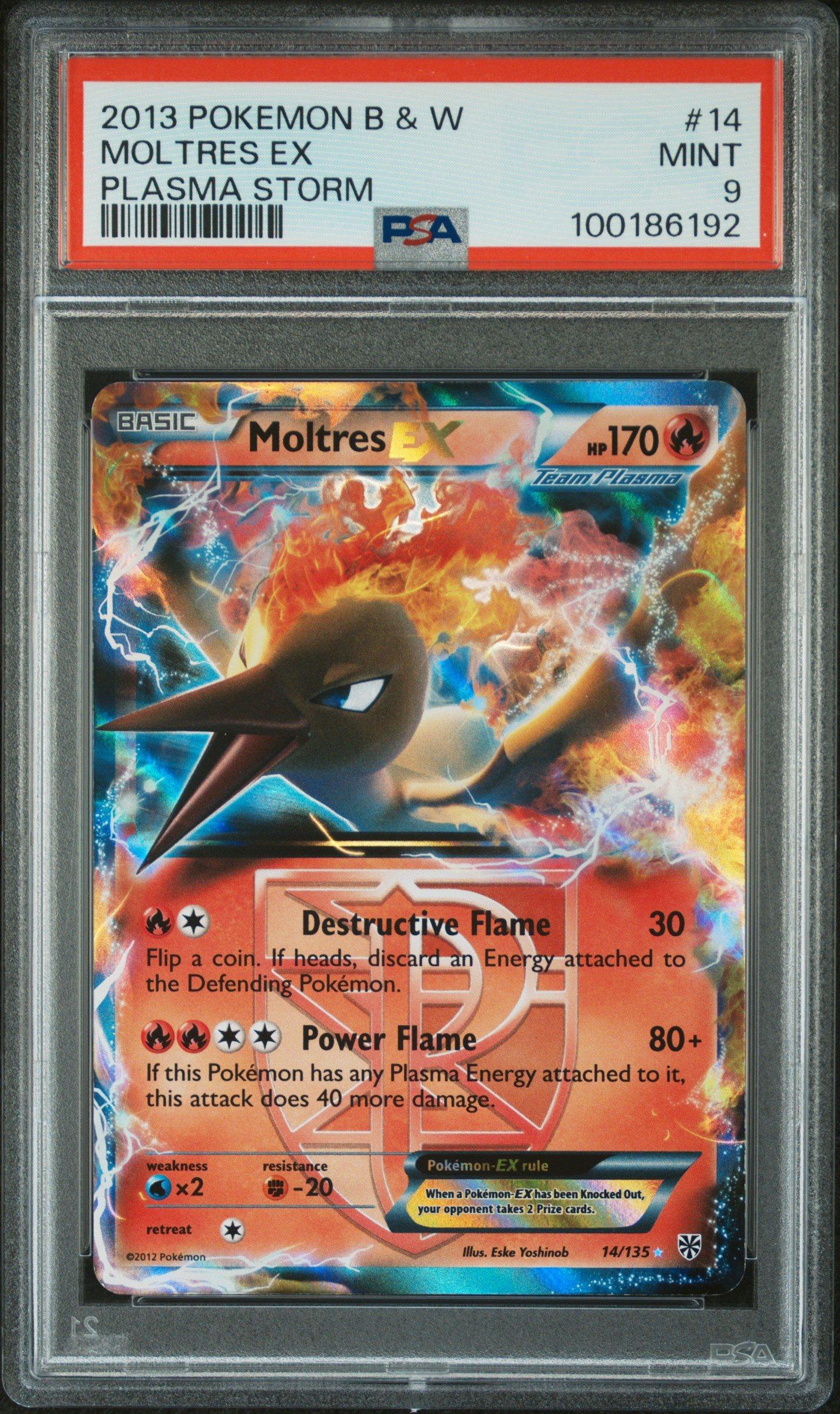 2013 Pokemon Black & White Plasma Storm 14 Moltres Ex PSA