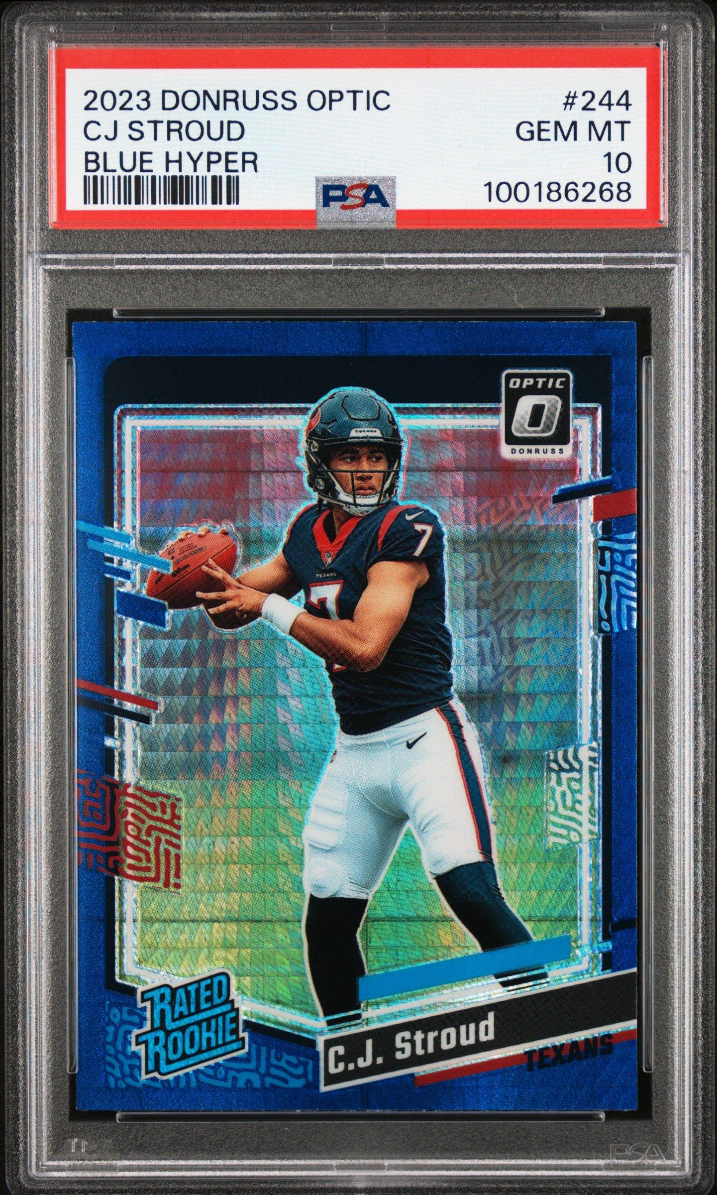 2023 Panini Donruss Optic 244 Cj Stroud Blue Hyper PSA