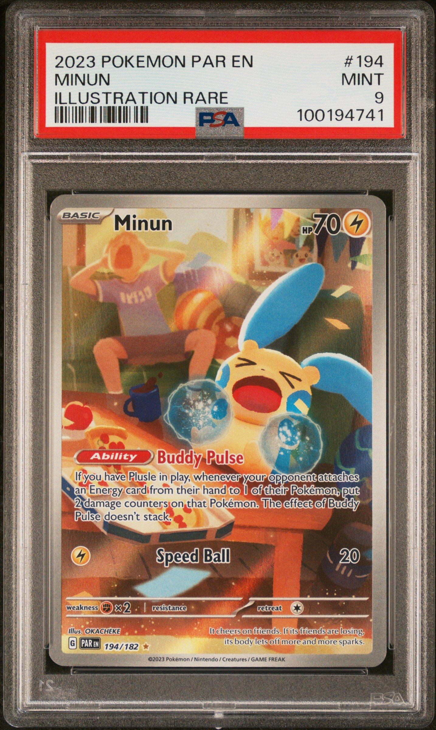 2023 Pokemon Par En-paradox Rift 194 Minun Illustration Rare PSA