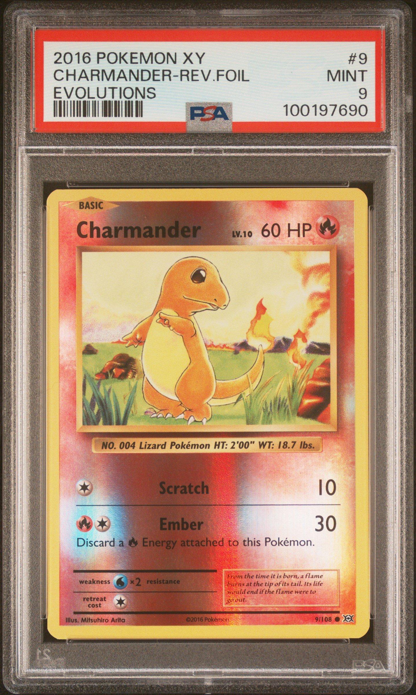 2016 Pokemon Xy Evolutions 9 Charmander-reverse Foil PSA 9 Graded