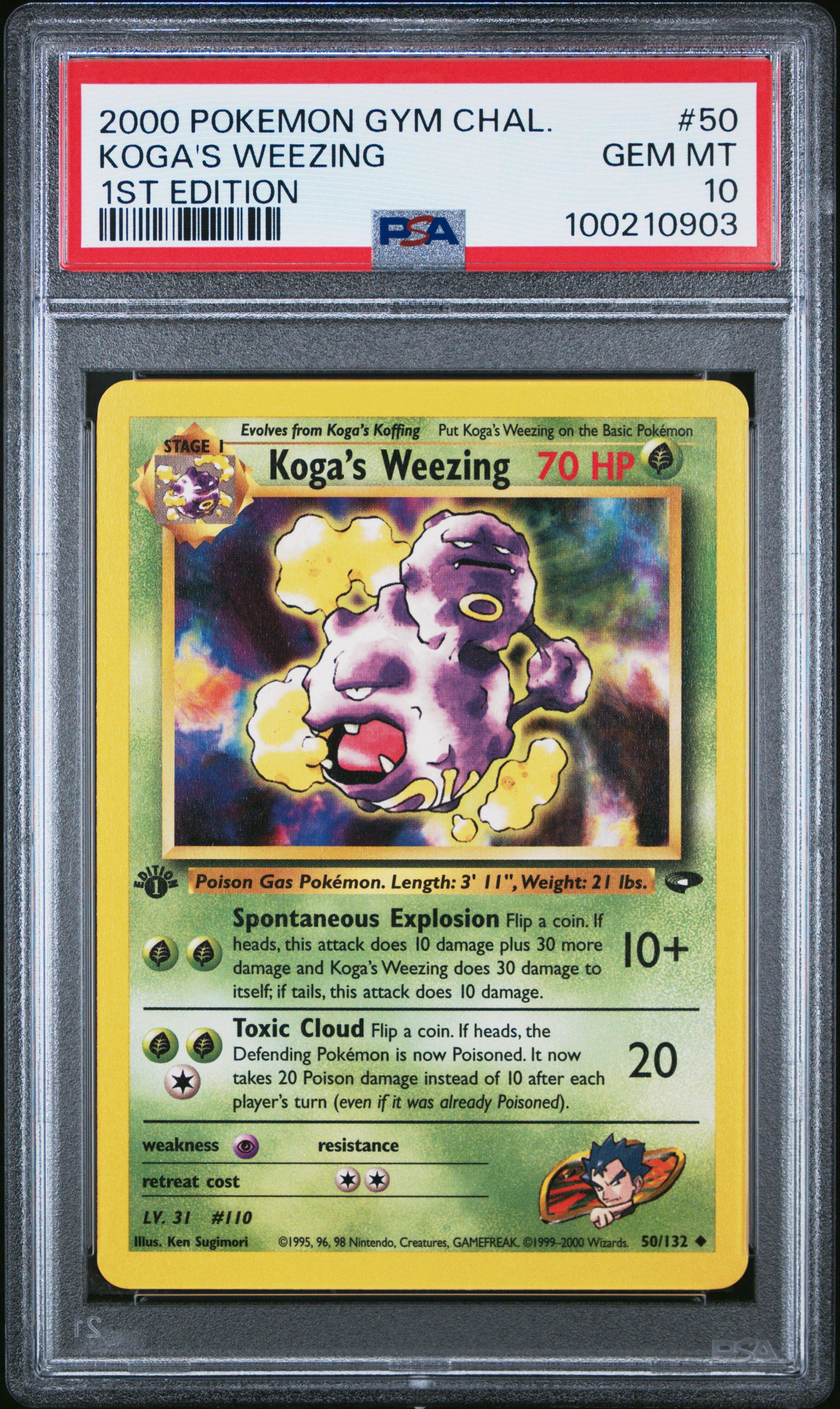 2000 Pokemon Gym Challenge 50 Koga's Weezing 1st Edition PSA
