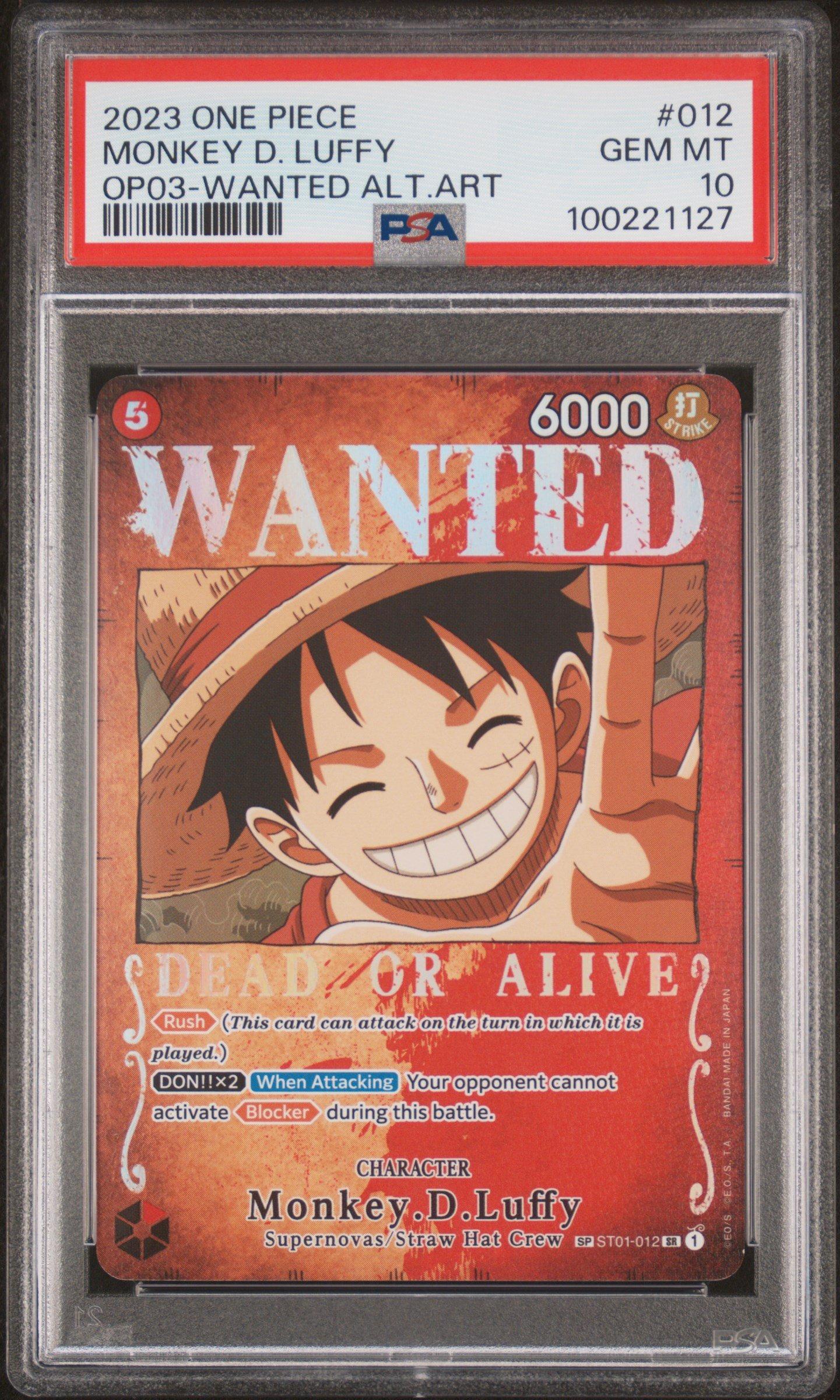 2023 One Piece Pillars Of Strength 012 Monkey D. Luffy Wanted Alternate Art PSA 10