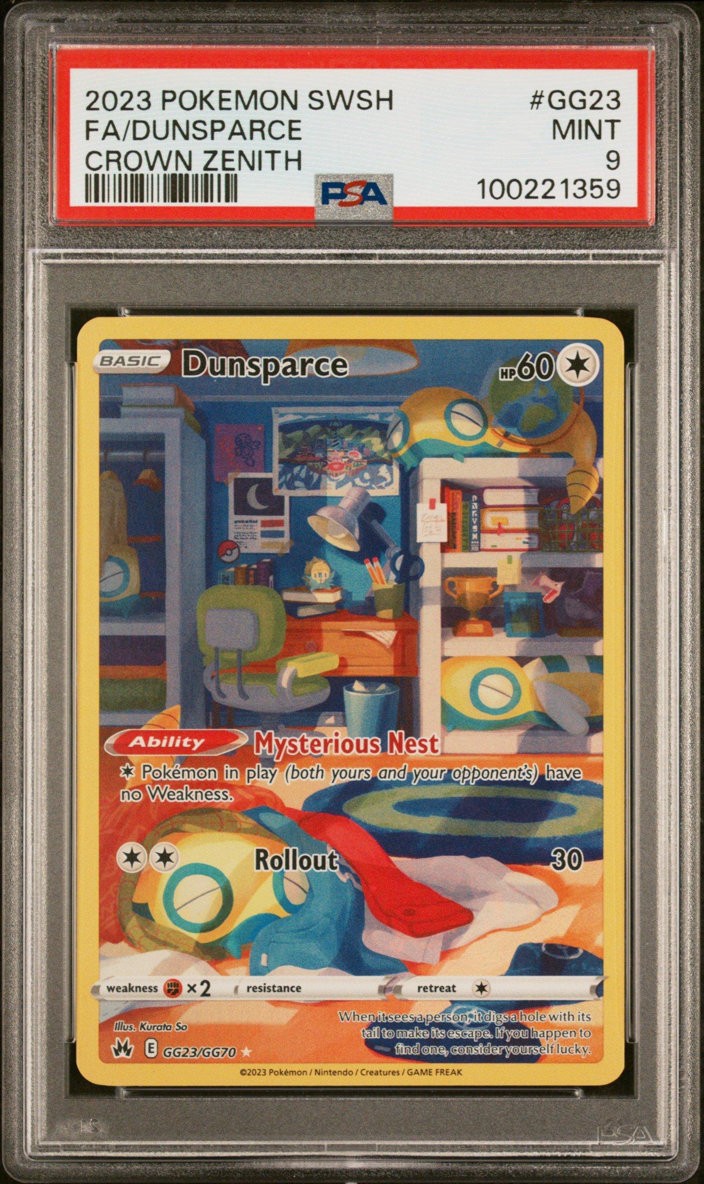 2023 Pokemon Sword And Shield Crown Zenith Gg23 Full Art/dunsparce PSA