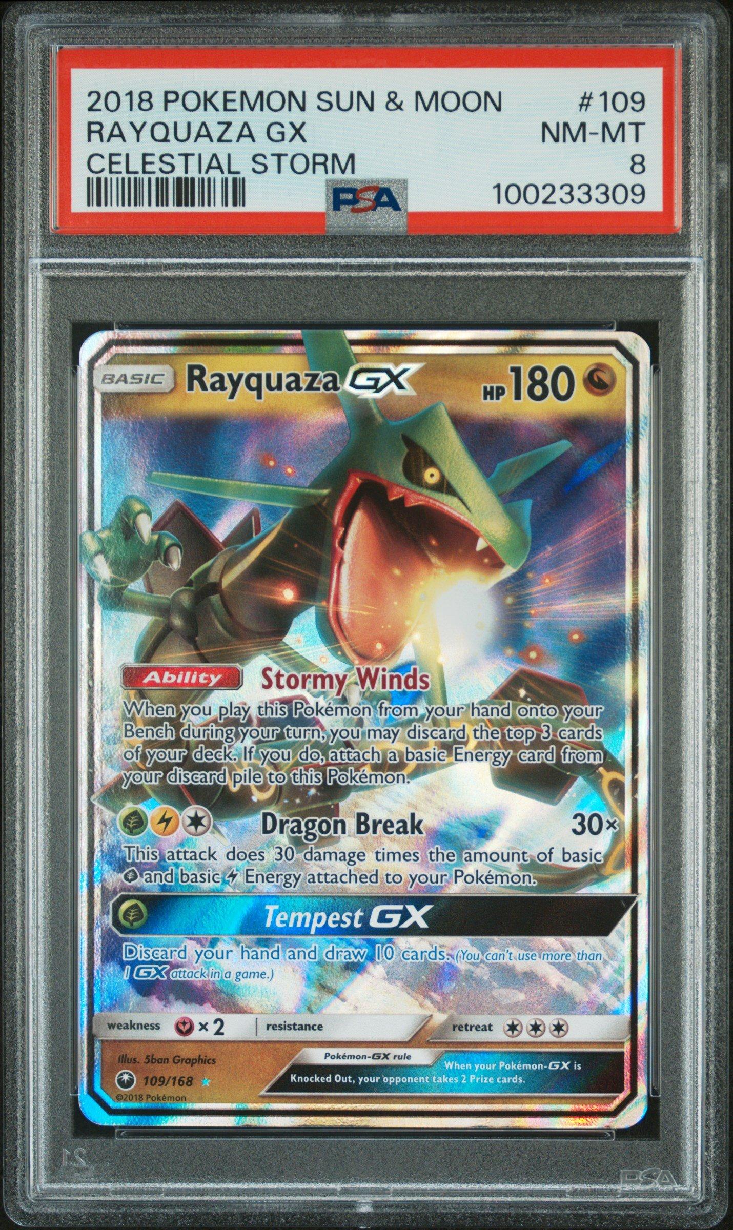 2018 Pokemon Sun & Moon Celestial Storm 109 Rayquaza Gx PSA 8