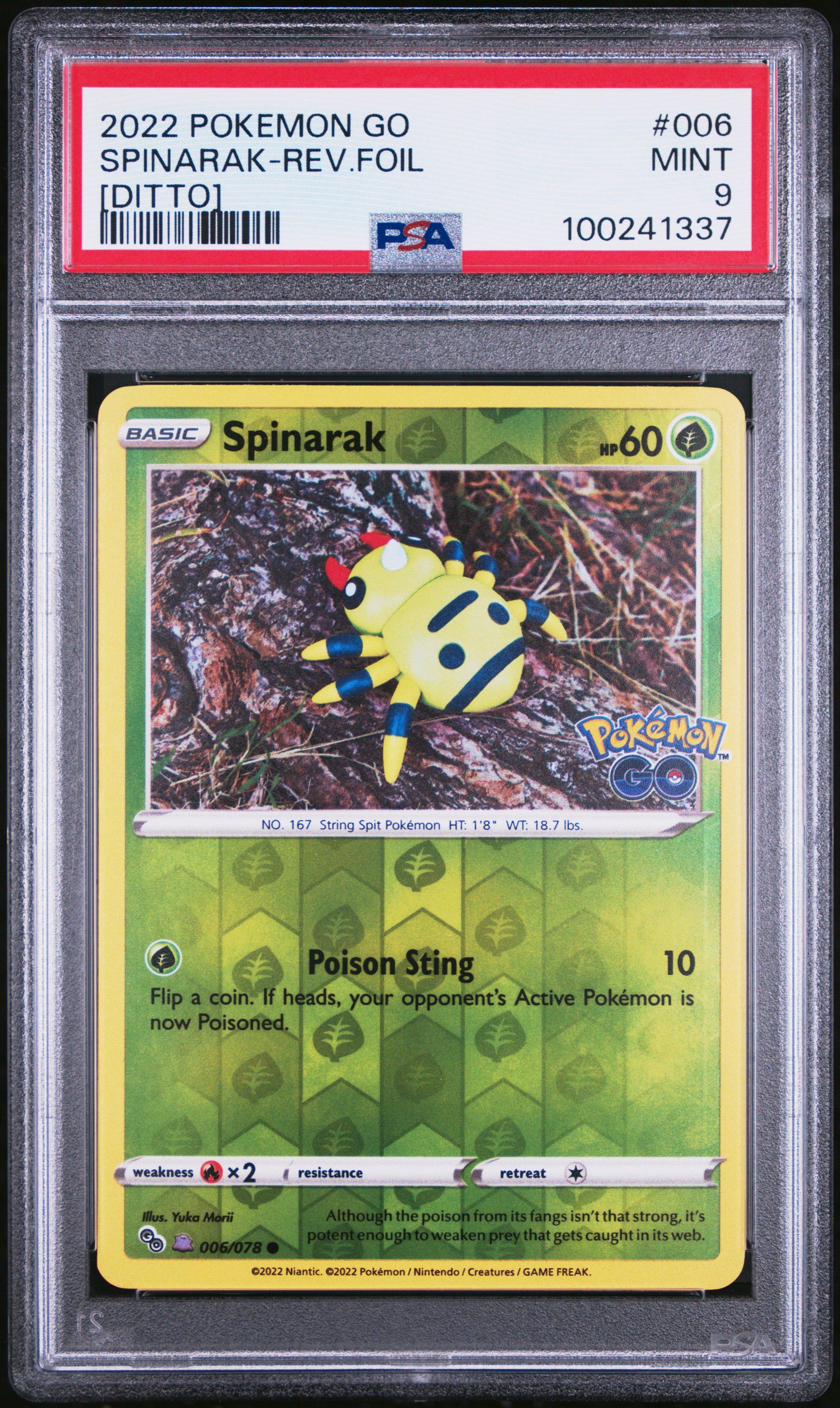 2022 Pokemon Go 006 Spinarak-reverse Foil [ditto] PSA 9 Graded Card |  GameStop