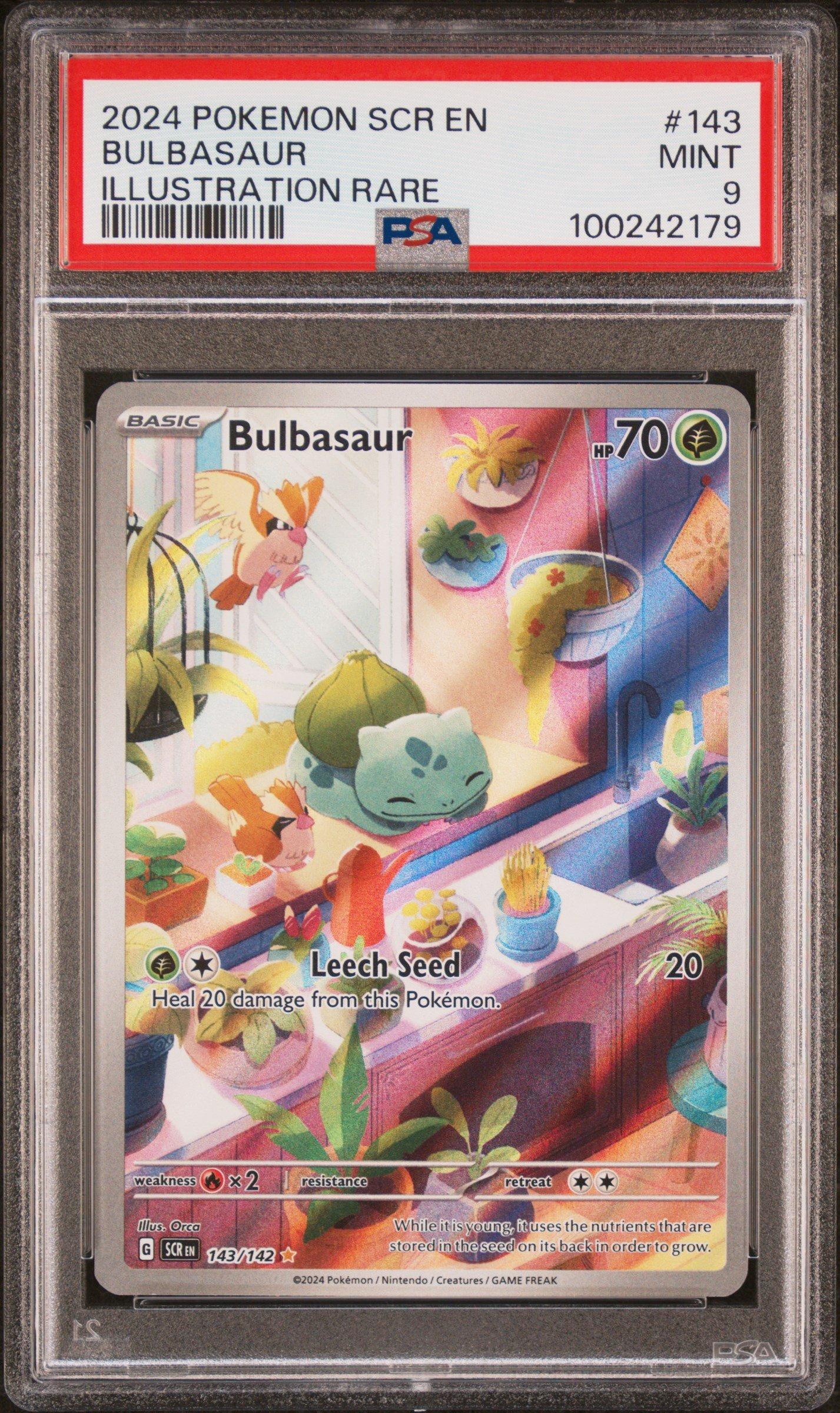 2024 Pokemon Scr En-stellar Crown 143 Bulbasaur Illustration Rare PSA 9 ...