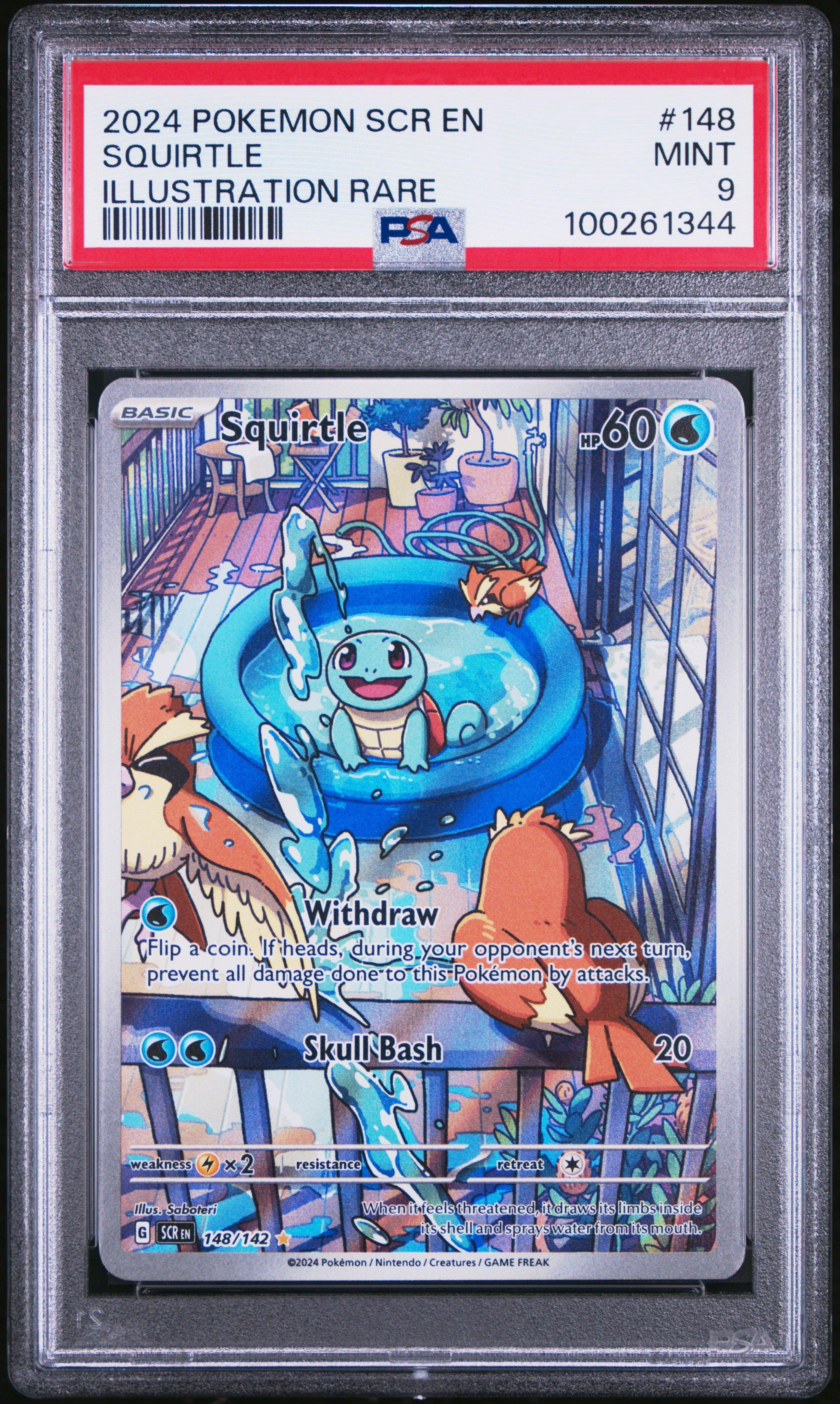 2024 Pokemon Scr En-stellar Crown 148 Squirtle Illustration Rare PSA