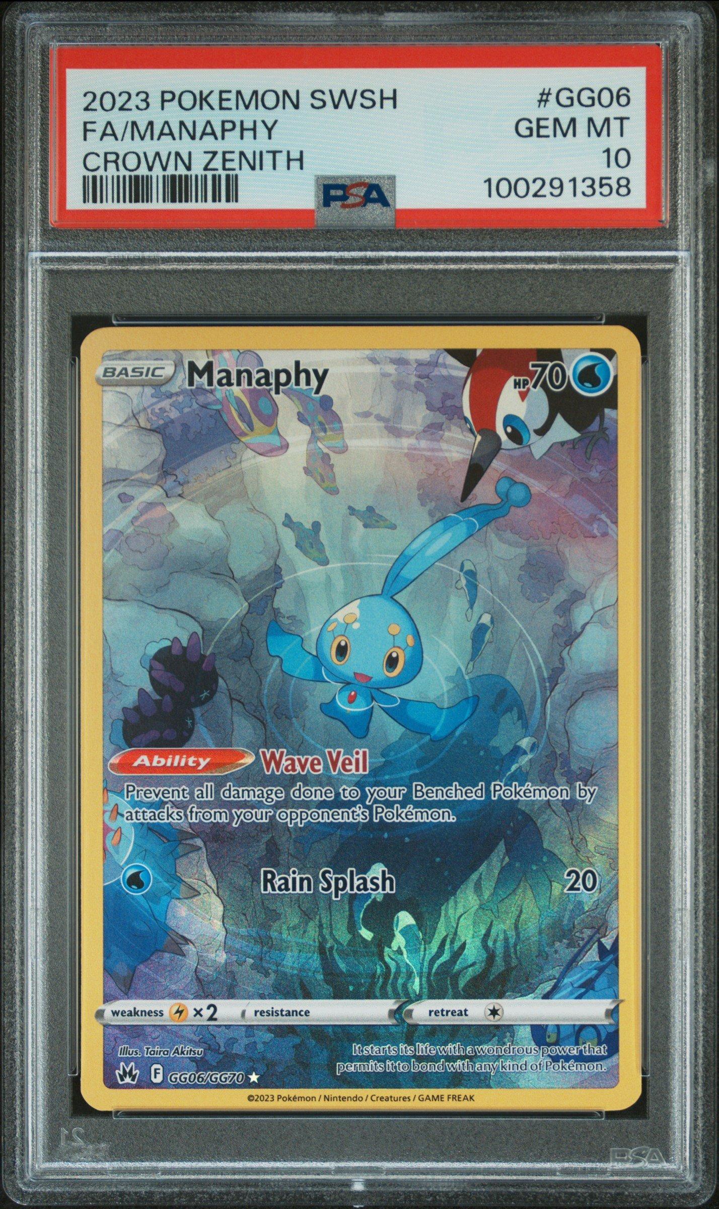 2023 Pokemon Sword And Shield Crown Zenith Gg06 Full Art/manaphy PSA